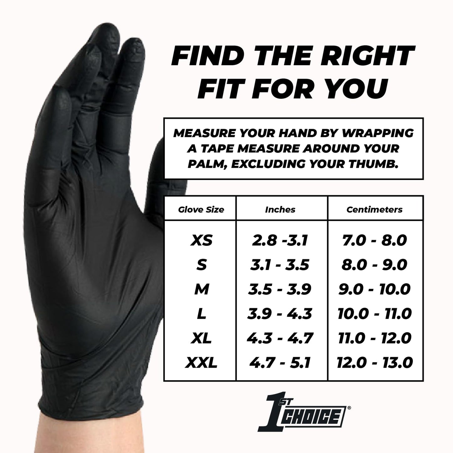 1st Choice Black Nitrile Gloves Box of XL Nitrile Gloves Disposable Latex Free - Exam Grade Black Gloves - 3mil