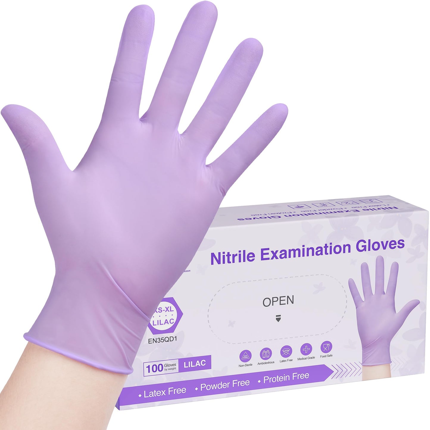 SwiftGrip Disposable Nitrile Exam Gloves, Small, 100ct Box, 3-mil, Lilac Gloves Disposable Latex Free, Powder Free Gloves for Cooking, Cleaning, Examination