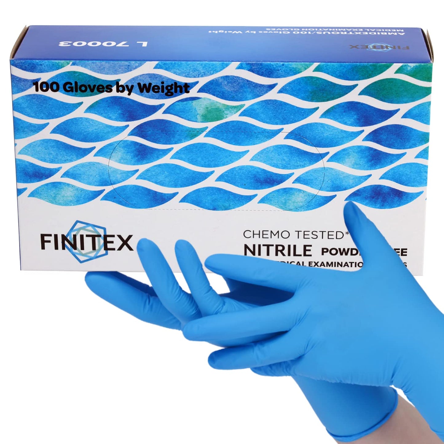 FINITEX Nitrile Disposable Medical Exam Gloves - 4 mil Powder-free Stretch Latex-Free Blue Gloves 100 PCS For Examination Home Cleaning Food Gloves (100, X-Large)