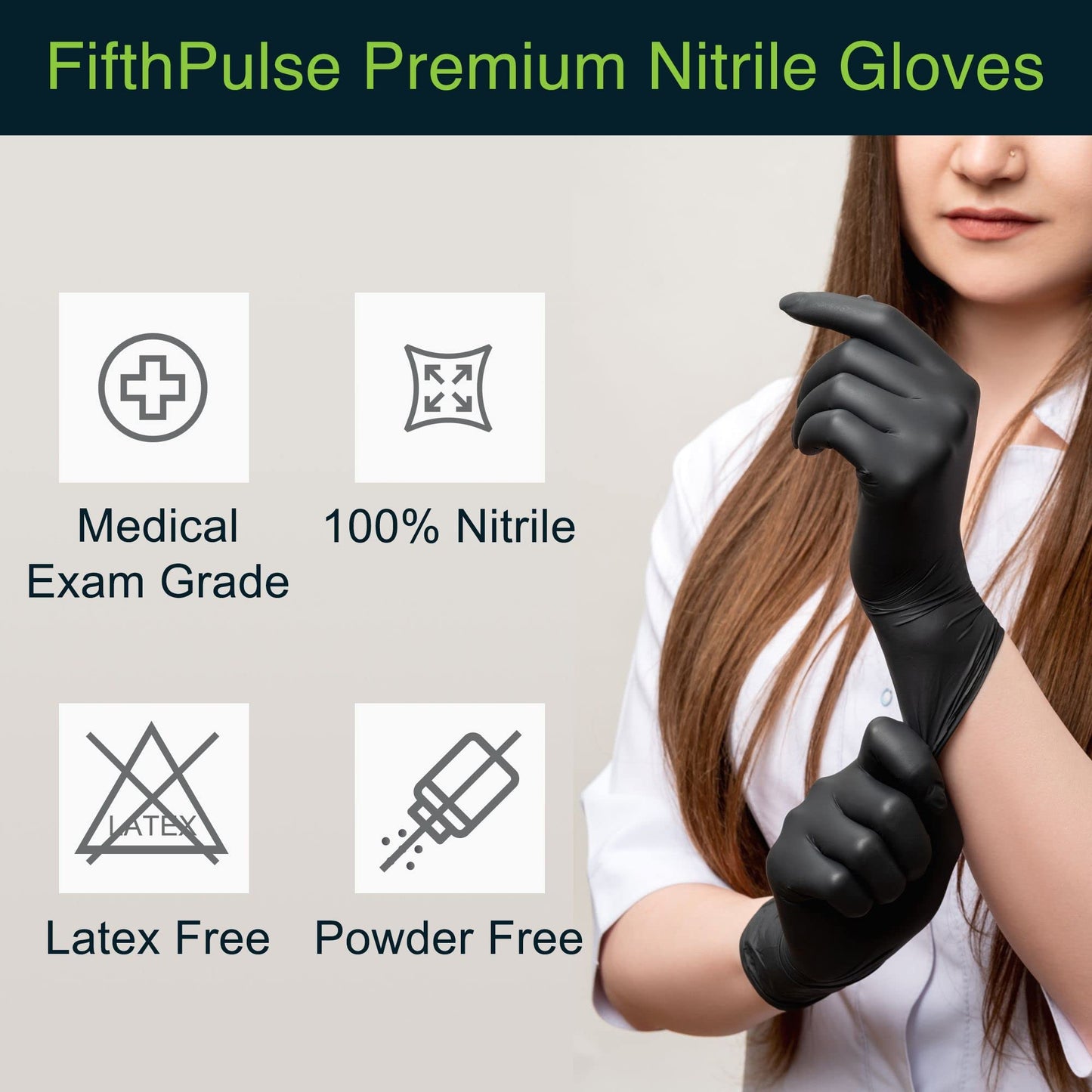 Black Gloves Disposable Latex Free Medium, 50 Count - Medical and Dental Grade Surgical Gloves - Powder Free Nitrile Gloves Medium - 3 Mil Thickness