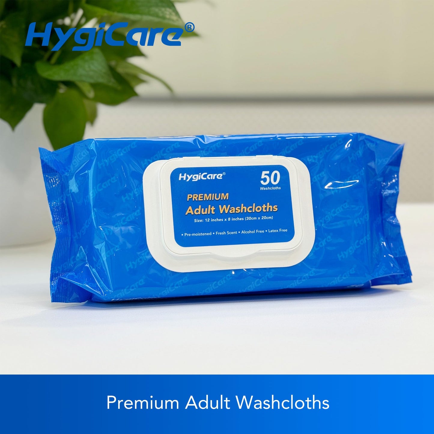 HygiCare Adult Washcloths Body Wipes 250 Count Fresh Scent 12"x8" Strong Perfect for Incontinence Cleansing, Clinic, Nursing Home, Hospital, Camping, Gym, Travel, After-work Clean Up