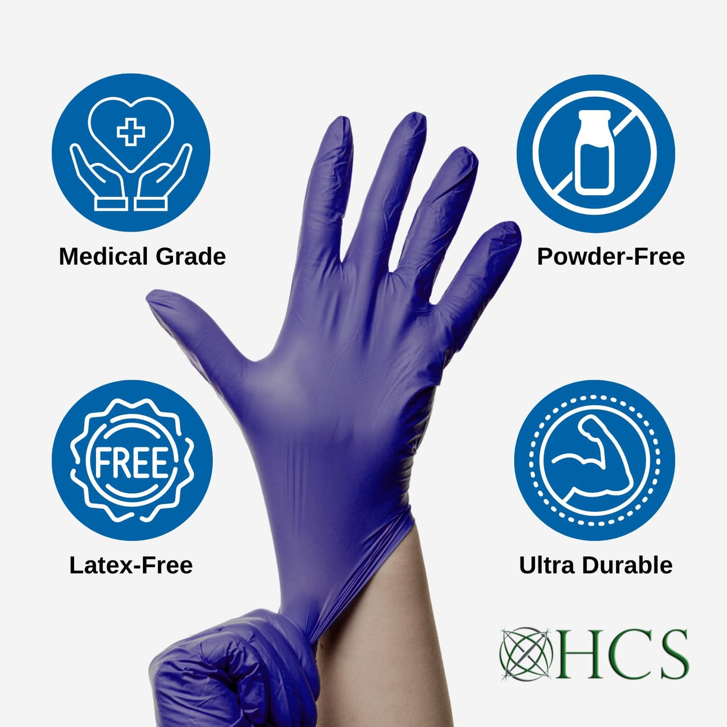 HCS Nitrile Exam Gloves - (230/Box) Medical Gloves Disposable, Latex-Free - Chemo Rated Purple Rubber Gloves - Disposable Gloves XL