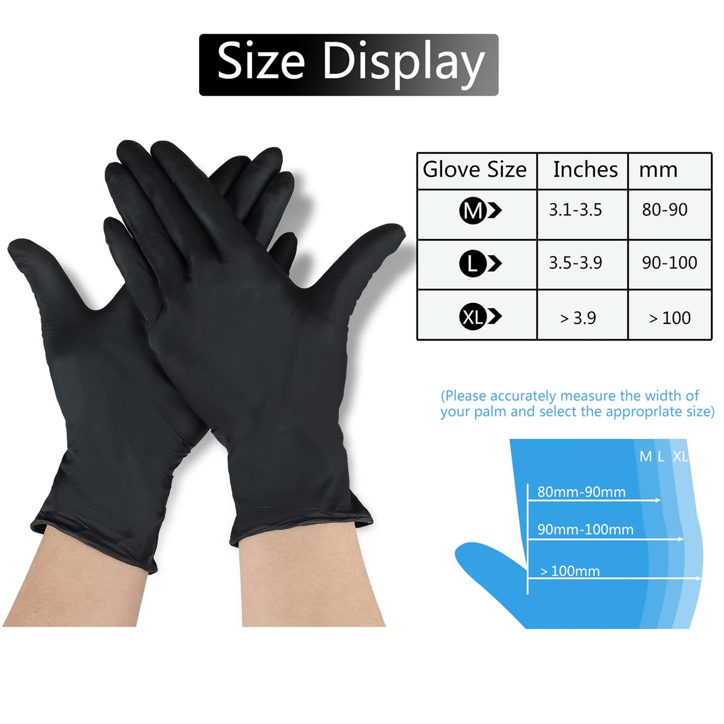 akgk Nitrile Gloves, 100 Pcs Disposable Black Nitrile Gloves 4 Mil Small, Cleaning Gloves for Cooking, Household & More, Powder-Free, Latex-Free