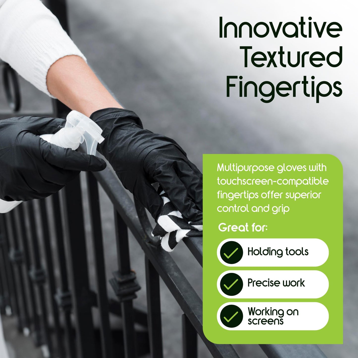 Inspire Black Nitrile Gloves | THE ORIGINAL Quality Black Gloves Disposable Latex Free | 4.5 Medical Gloves Cooking Gloves, Food Prep Gloves Mechanic Gloves Disposable Gloves Cleaning Gloves, Tattoo