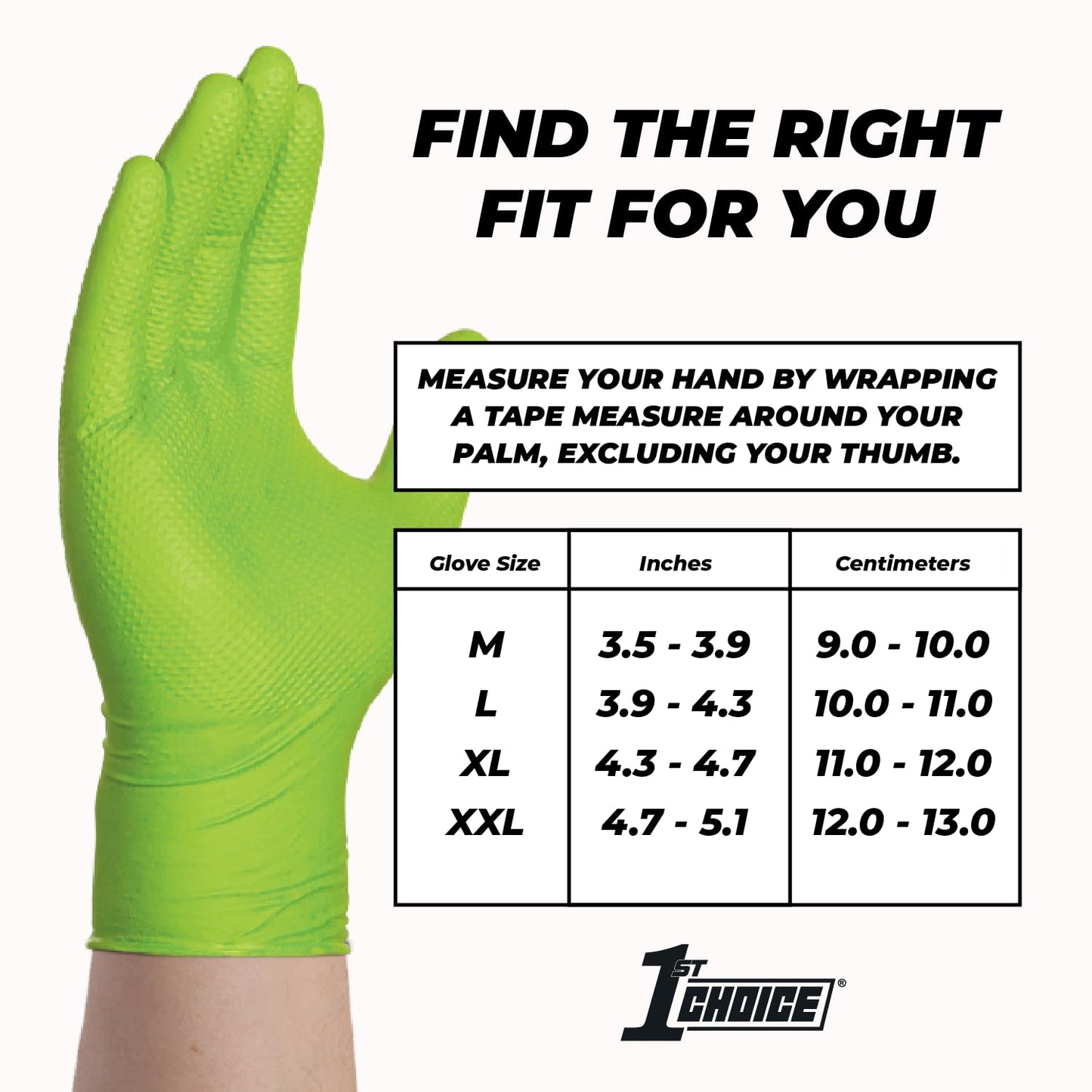 1st Choice 6 mil Mechanic Gloves, Nitrile Gloves Disposable Latex Free - XXL Box of 100 Green Nitrile Disposable Glove