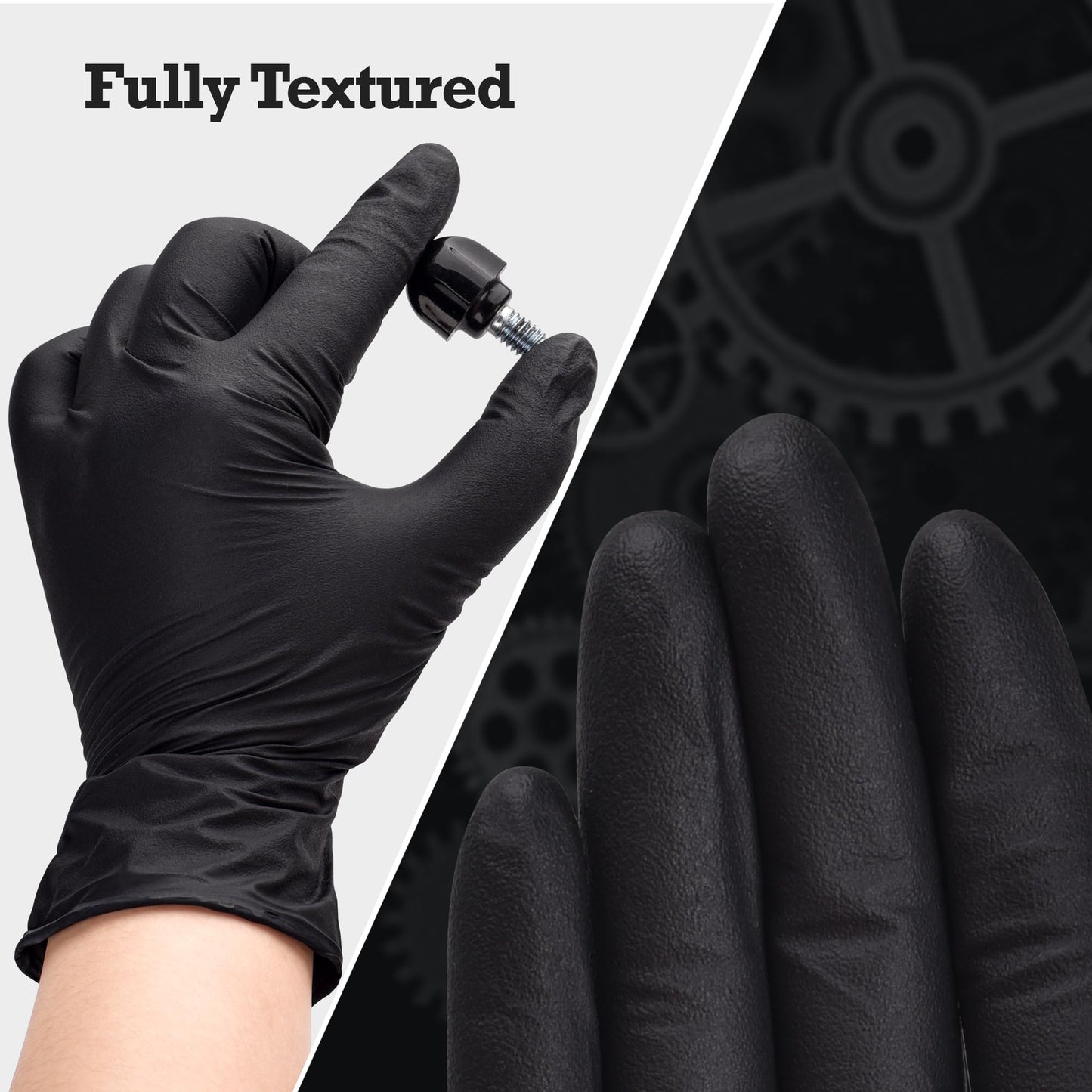 TitanFlex Heavy-Duty Black Disposable Nitrile Gloves, Box of 100, 6-mil, Fully Textured, Powder-Free, Latex-Free, Non-Sterile