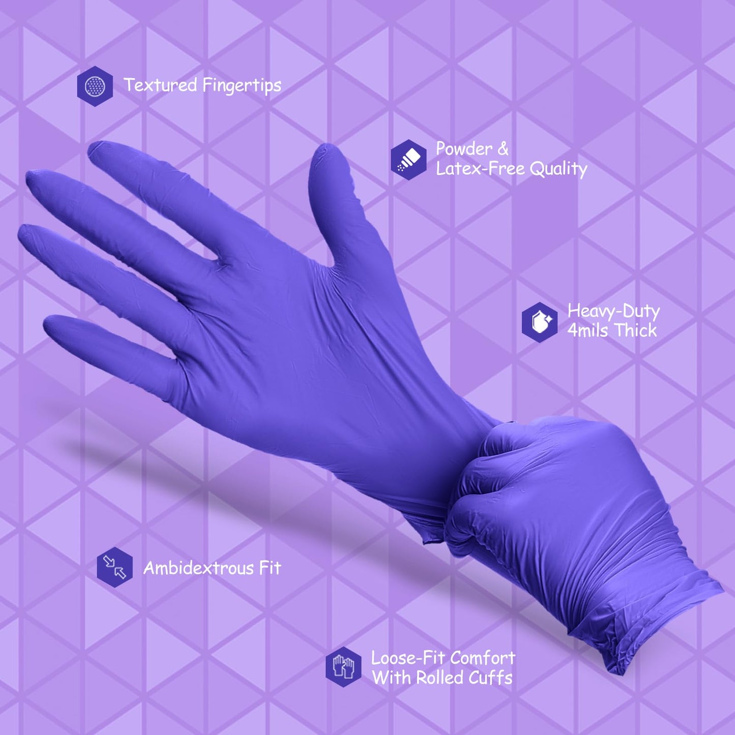 PEIPU Nitrile Gloves,Disposable Cleaning Gloves,(Large, 100-Count) Powder Free, Latex Free,Rubber Free,Ultra-Strong,Food Handling Use, Single Use Non-Sterile Protective Gloves