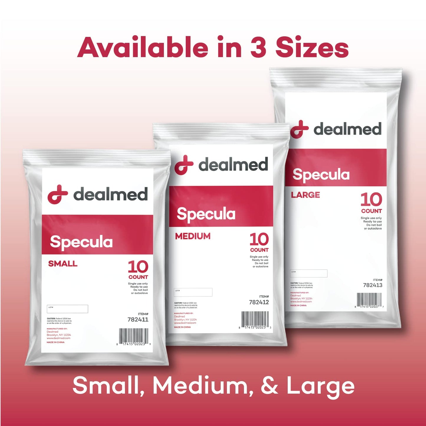 Dealmed Vaginal Speculum – Disposable, 10 per Bag (Medium), Allows for A Clean Visual Inspection, Pap Smear Test Appropriate