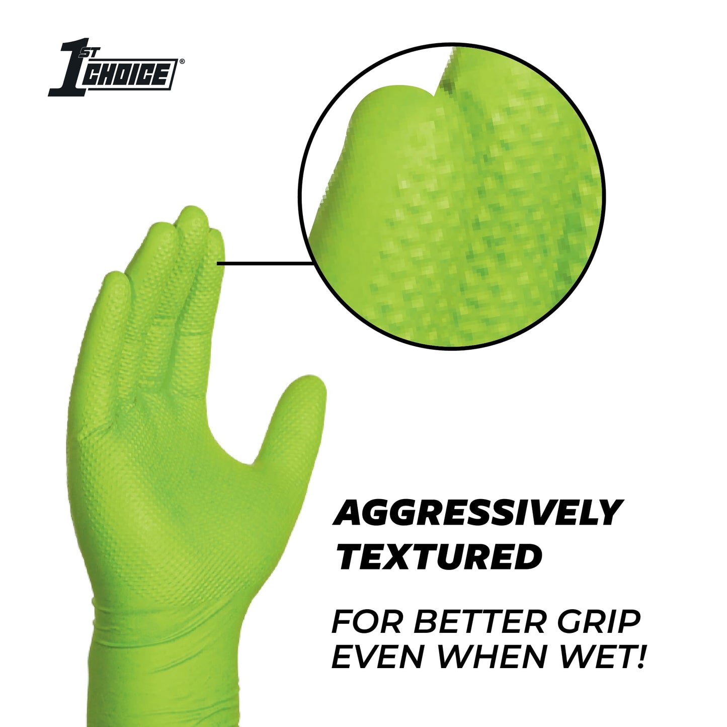 1st Choice 6 mil Mechanic Gloves, Nitrile Gloves Disposable Latex Free - XXL Box of 100 Green Nitrile Disposable Glove