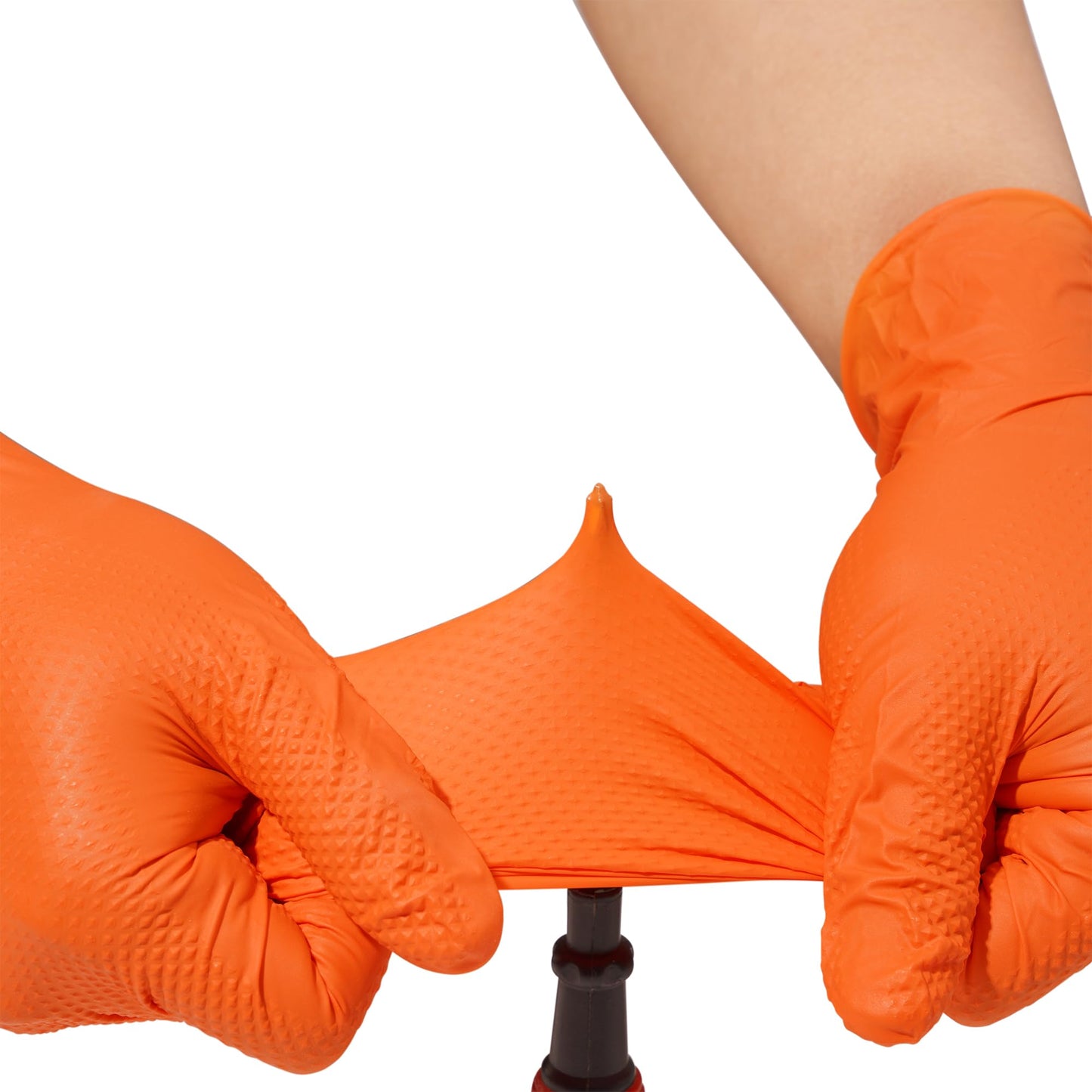 MEDPRAYER Industrial Orange Nitrile Gloves – Disposable Rubber Gloves 8 Mil – Raised Diamond Texture, Latex & Powder Free - Size XL, Pack of 100