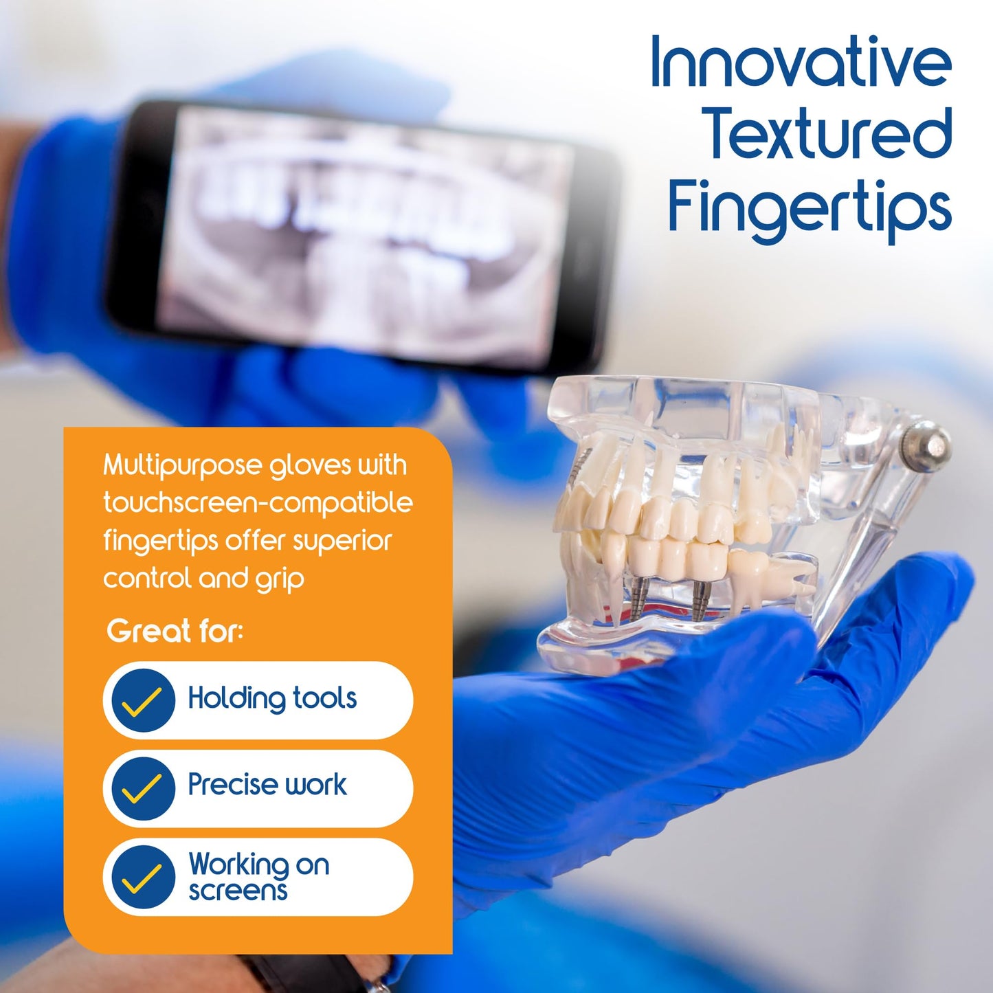 Inspire Nitrile Gloves | THE ORIGINAL Quality Stretch Nitrile Exam Cobalt Blue | Disposable Safety Gloves | 4.5 Gloves