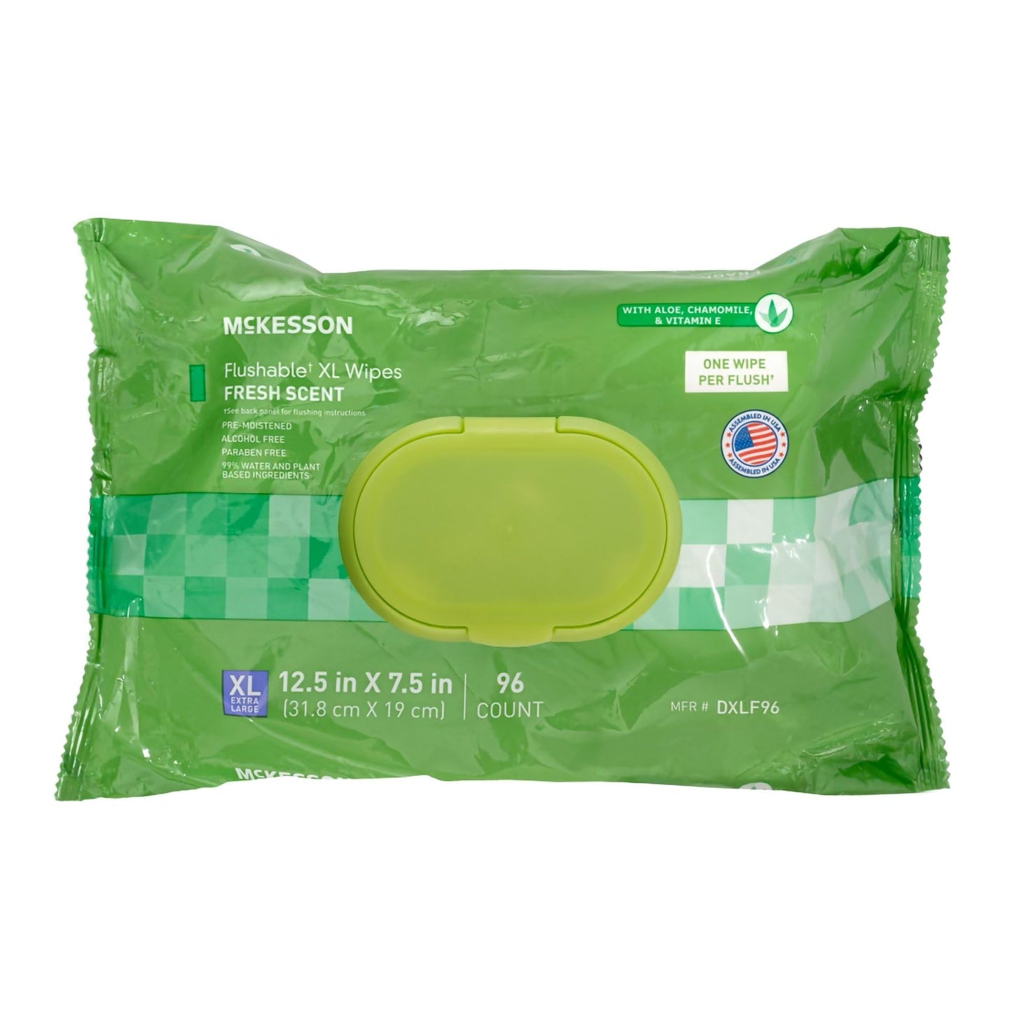 McKesson Flushable* Wet Wipes XL - Aloe & Vitamin E Formula, Gentle on Skin, Plant-Based Adult Cleansing Wipes - Scented, 96 Wet Wipes per Pack, 96 Wipes, 1 Pack