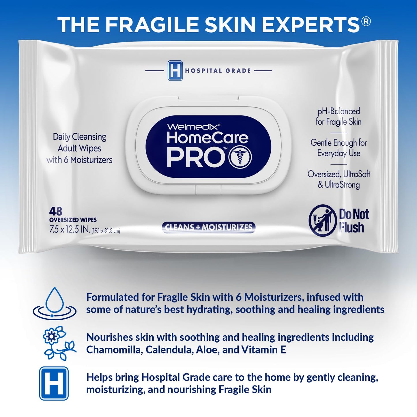 Welmedix HomeCare Pro Daily Wipes with 6 Moisturizers