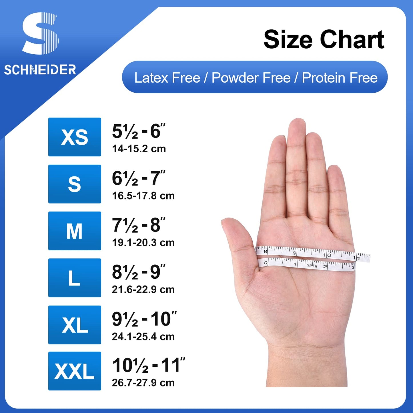 Schneider Nitrile Exam Gloves, 4mil, Blue, Large 100-ct Box, Disposable Latex / Powder-Free, Food Safe Rubber Medical / Cleaning Gloves for Cooking & Food Prep, Non-Sterile