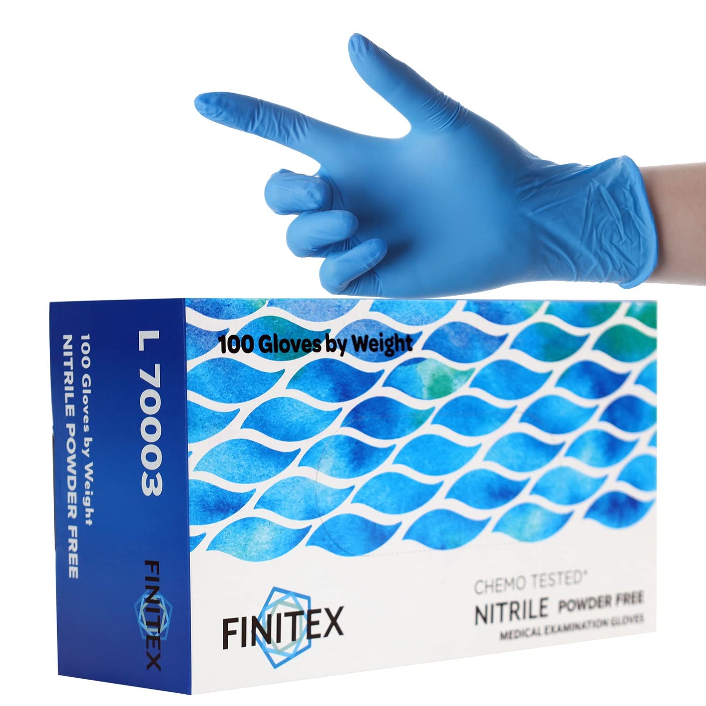 FINITEX Nitrile Disposable Medical Exam Gloves - 4 mil Powder-free Stretch Latex-Free Blue Gloves 100 PCS For Examination Home Cleaning Food Gloves (100, X-Large)