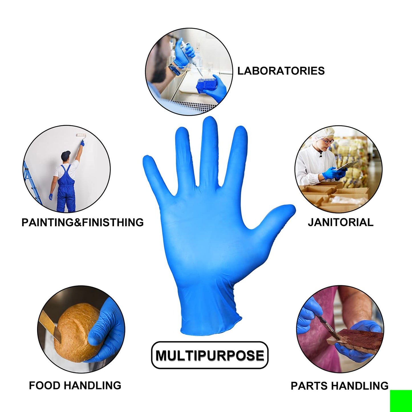 PEIPU Nitrile Exam Gloves Disposable Gloves，（Large,100 Pack Powder Free, Cleaning Service Gloves, Latex Free,4Mil,