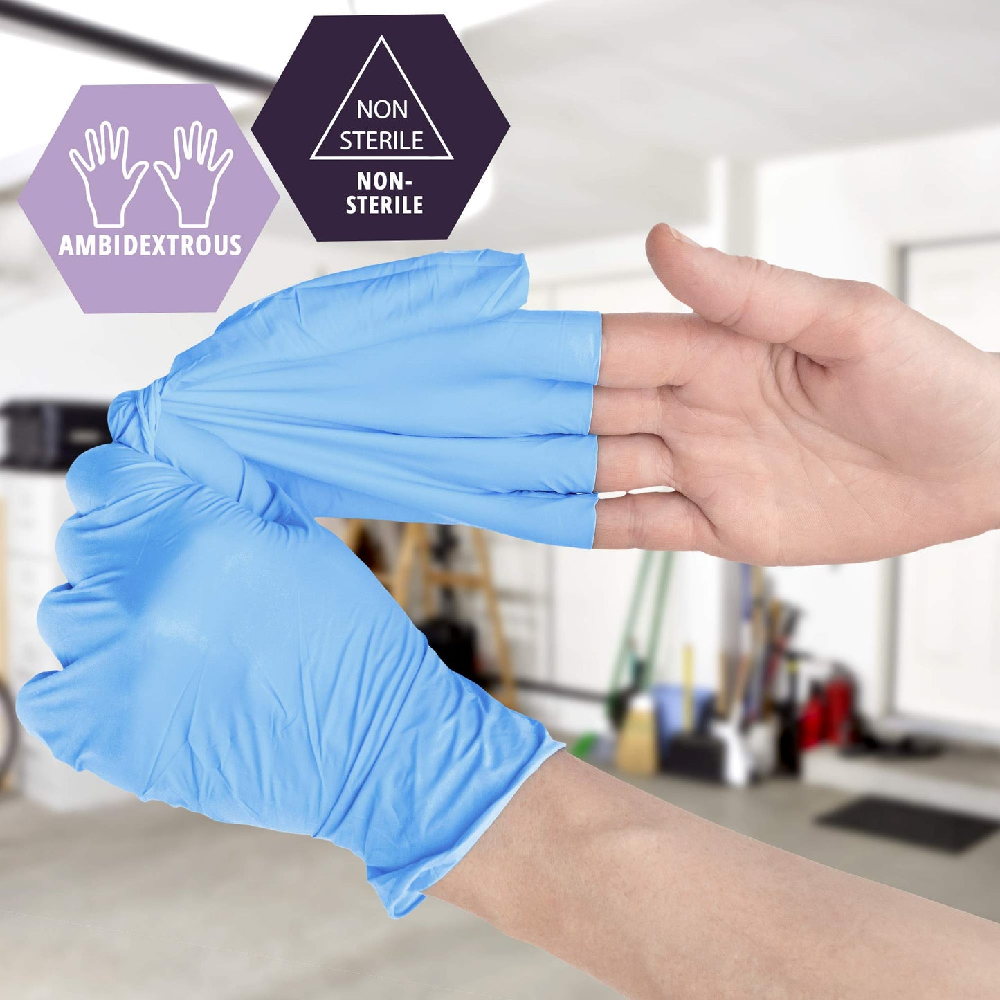 MED PRIDE NitriPride Nitrile-Vinyl Blend Exam Gloves, Large 100 - Powder Free, Latex Free & Rubber Free - Single Use Non-Sterile Protective Gloves for Medical Use, Cooking, Cleaning & More