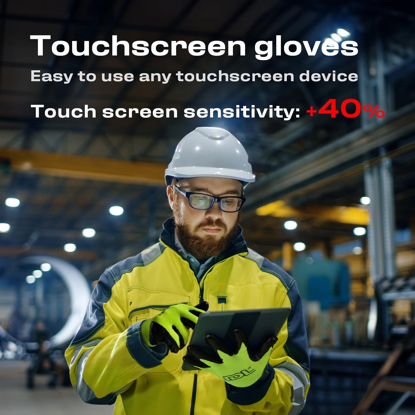 JDL Large Grey Nitrile Gloves, Pack of 6, Touch Screen Friendly, Oil Resistant, Comfortable, Machine Washable