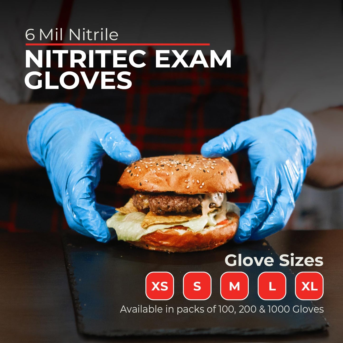 London Labs Nitritec Exam Gloves 6 Mil Disposable Latex Free & Powder Free (Large, 1000 Count)