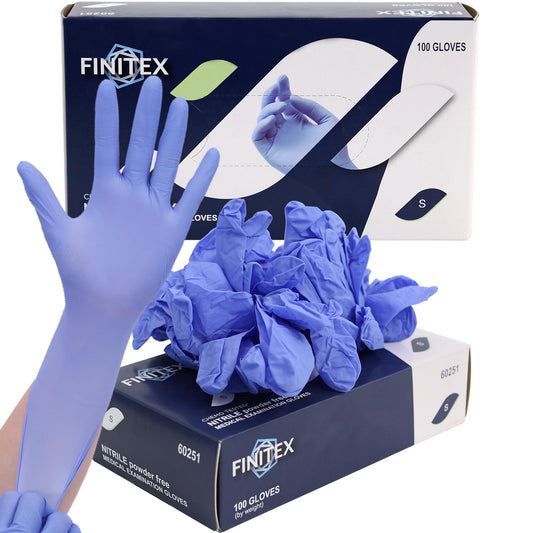 FINITEX Nitrile Disposable Gloves Medical Exam Gloves - 100 PCS Blue Latex-free Examination Chemo Food Gloves (Small)