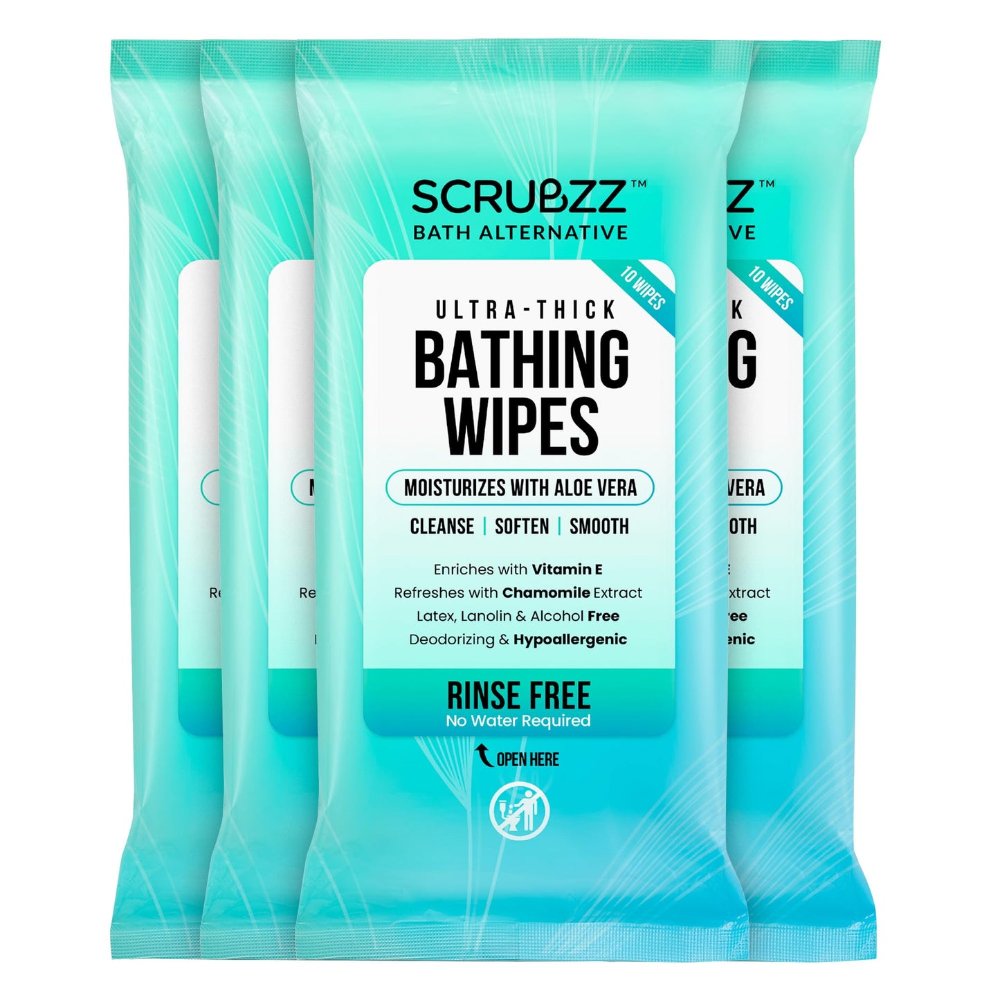 Extra Large Bath Wipes for Adults Bathing No Rinse - Disposable Body Cleansing Wipes for Men, Women & Elderly - Great for Gym, Camping, Post Surgery - Shower Wipes - 40 Count