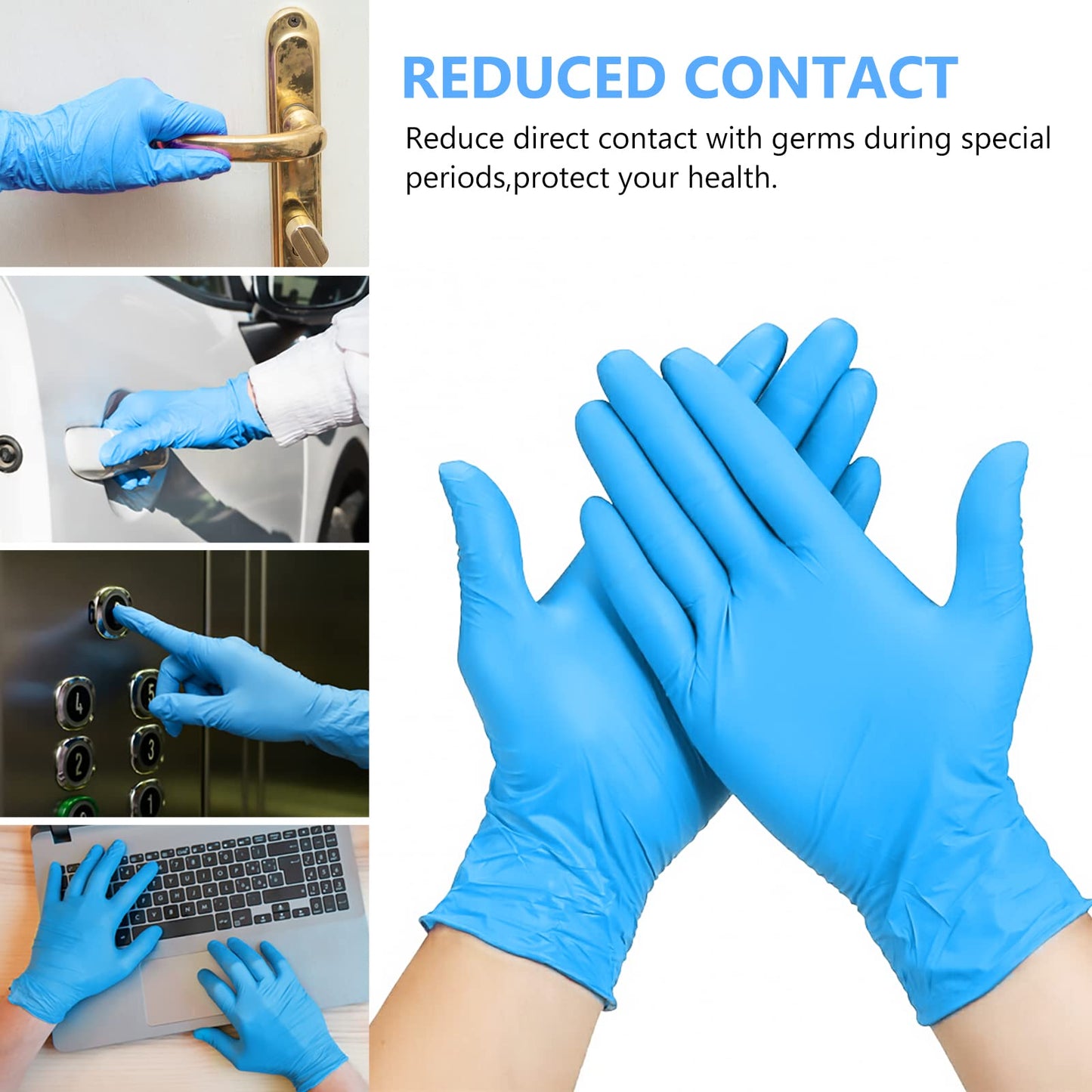 squish Disposable Gloves, Blue Vinyl Synmax Blend Exam Gloves Non Sterile, Powder Free, Latex Free - Cleaning Supplies, Kitchen and Food Safe(Pack of 100) (Blue Medium) ﻿