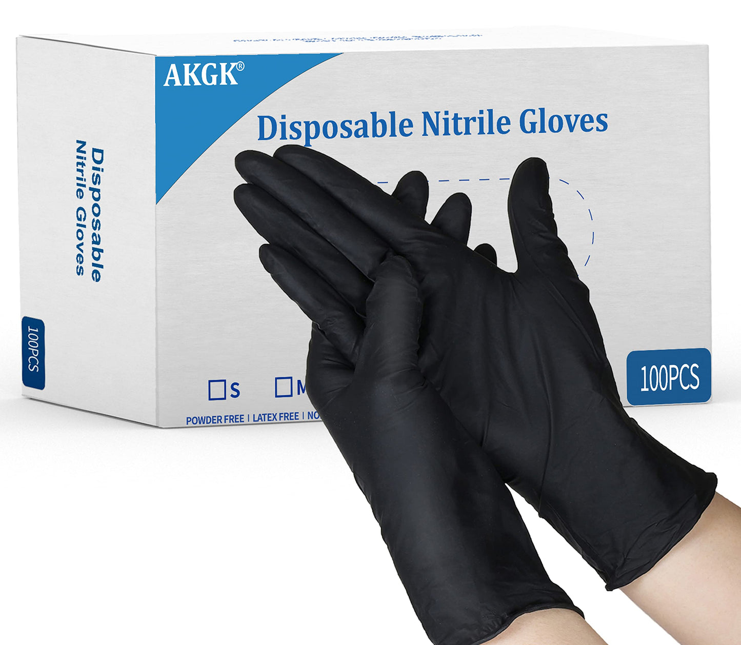 akgk Nitrile Gloves, 100 Pcs Disposable Black Nitrile Gloves 4 Mil Small, Cleaning Gloves for Cooking, Household & More, Powder-Free, Latex-Free