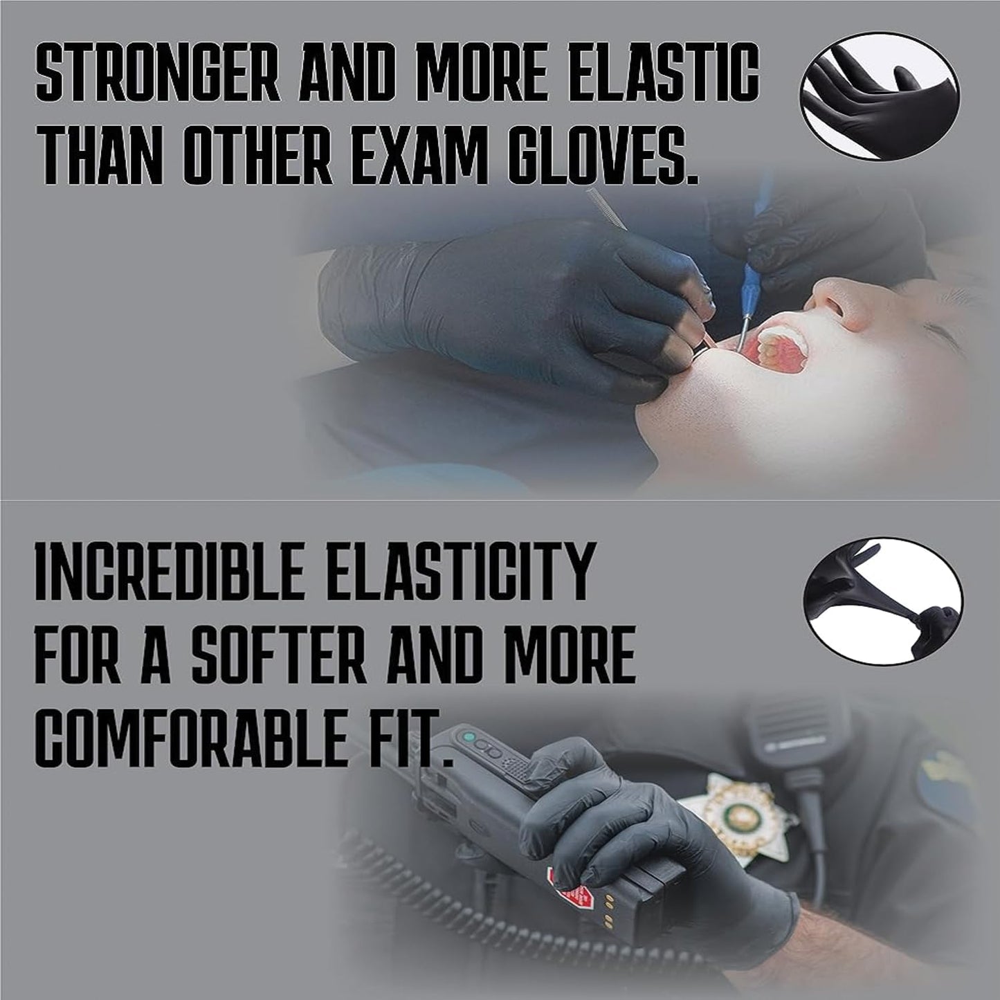 Blackwork Latex Exam Gloves -100ct Box- 6mil, Black, textured (1, Extra Small)