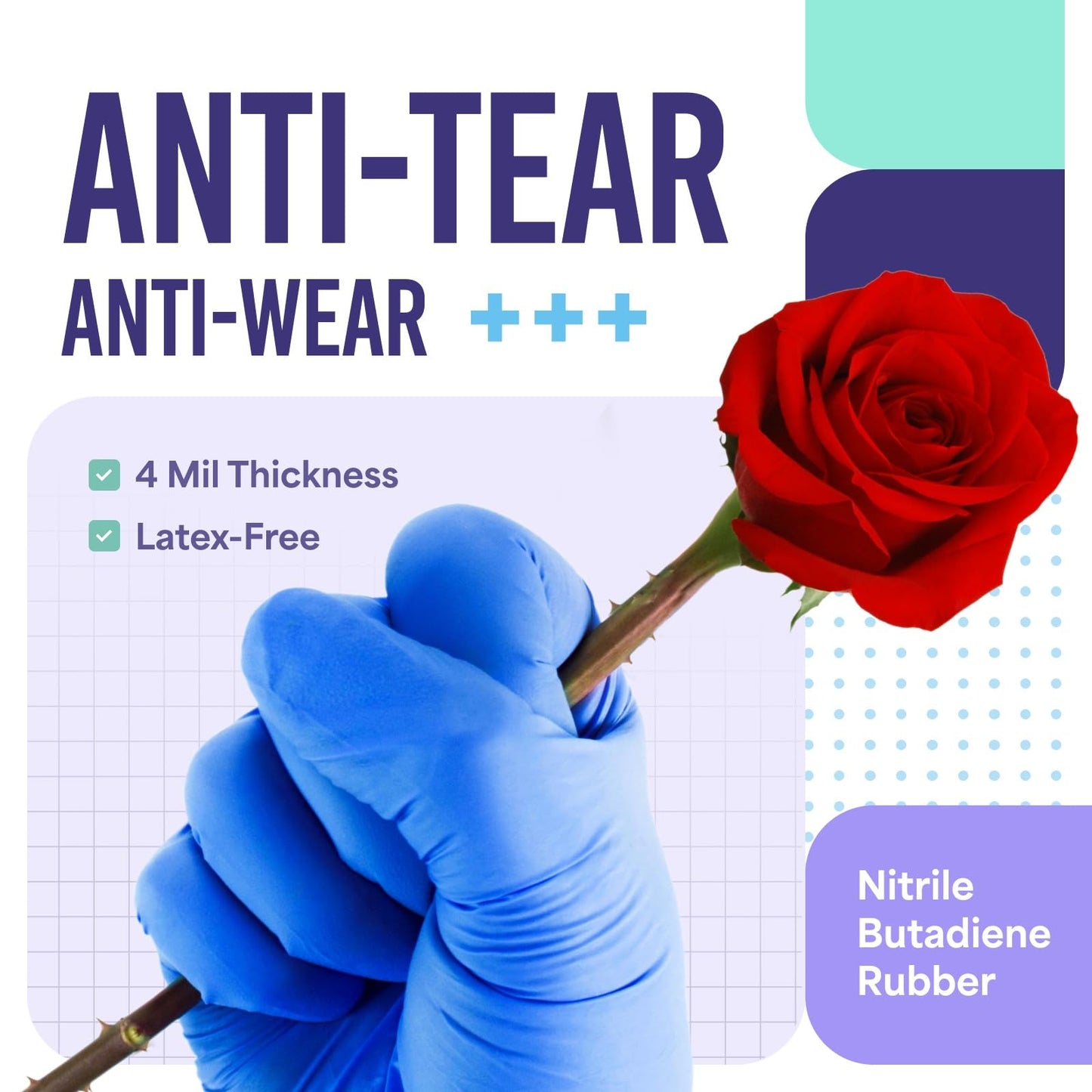 Medtecs Nitrile Gloves Disposable - 200/2,000 PC, All Size & Color Available - Latex-Free with Chemo-Rated Protection & Breathable Design - 4 Mil Thickness, Ambidextrous, Powder-Free - 200PC