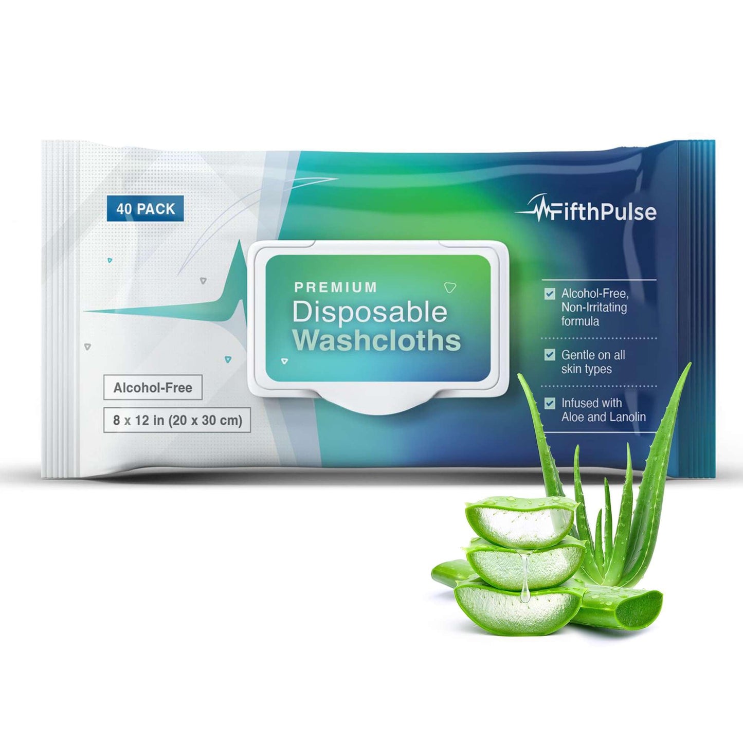 Disposable Body Wipes For Adults (1 Pack of 40) - Premoistened Body Wipes For Adult Bathing Infused With Aloe and Lanolin - Alcohol-Free Adult Wipes For The Elderly Extra Large - 8" x 12" Washcloths