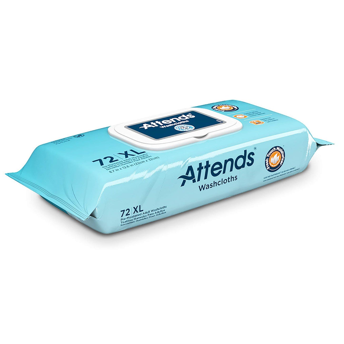 Attends Washcloths No-Rinse Disposable Cleansing Wipes for Incontinence, 7.8"x11.8", Hypoallergenic Alcohol-Free with Aloe, Scented, 864ct Case