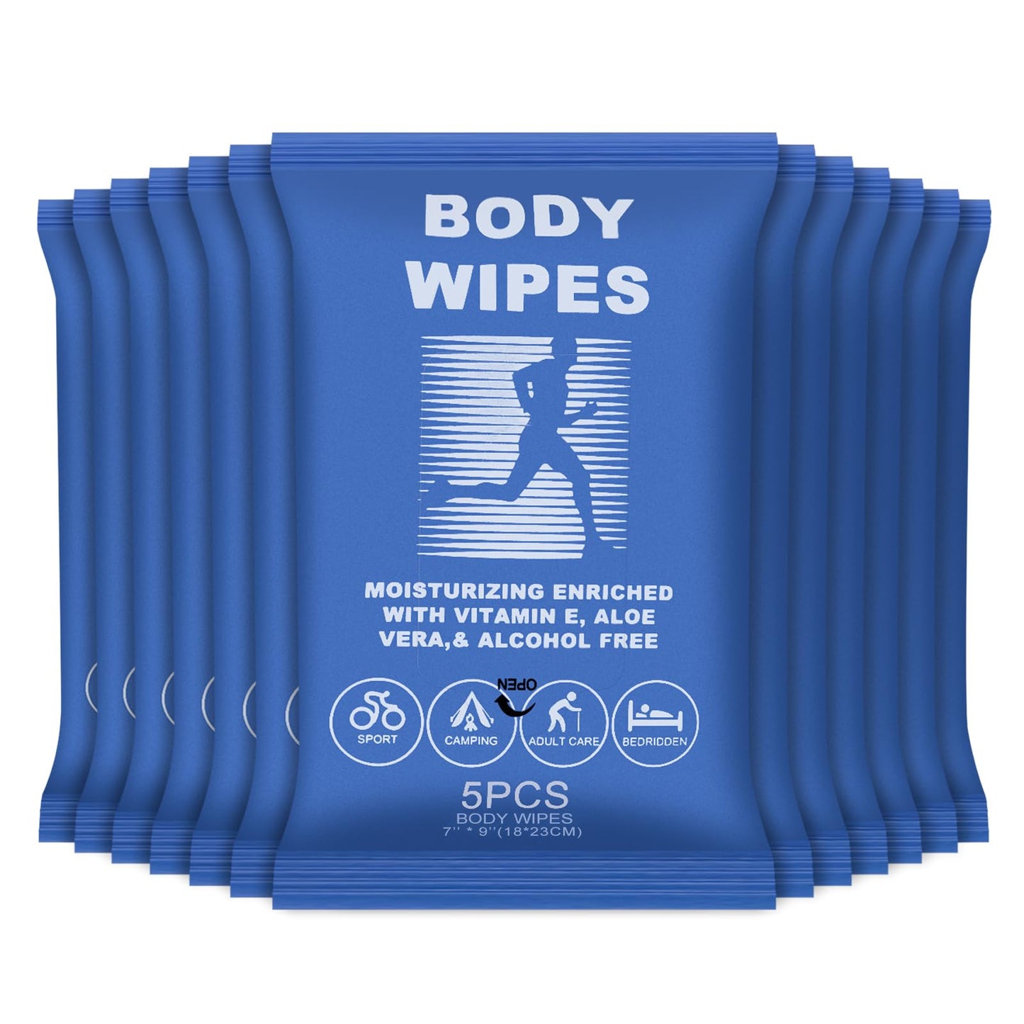 Body Wipes for Women and Men Individually Wrapped Face and Body Wipes, Bath Wipes for Adults No Rinse Personal Cleansing Wipes Travel, Bulk Deodorant for Homeless Shower Wipes (5Wipes/Pack,40Pack)