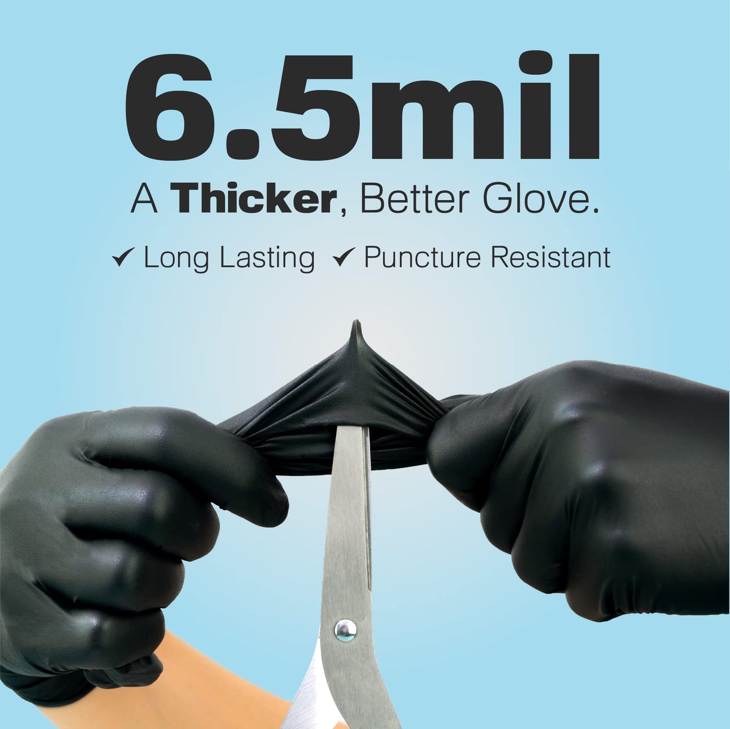 Heavy Duty Disposable Gloves Latex Free | 6.5 Mil Black Nitrile Gloves X-Large | 100 Count Powder Free Chemical Resistant Gloves | Food Grade, Food Safe, | Janitorial, Kitchen, & Mechanic Gloves