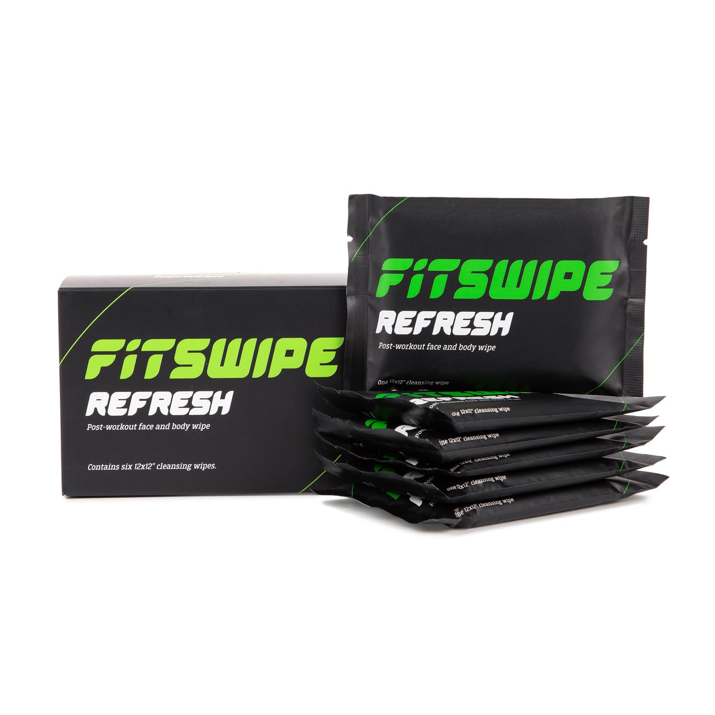 FitSwipe Refresh Body Wipes, The Perfect Post-Workout Cleansing and Refreshment Wipe,12 x 12 Wipe, individually wrapped for Convenience, Pack of 6