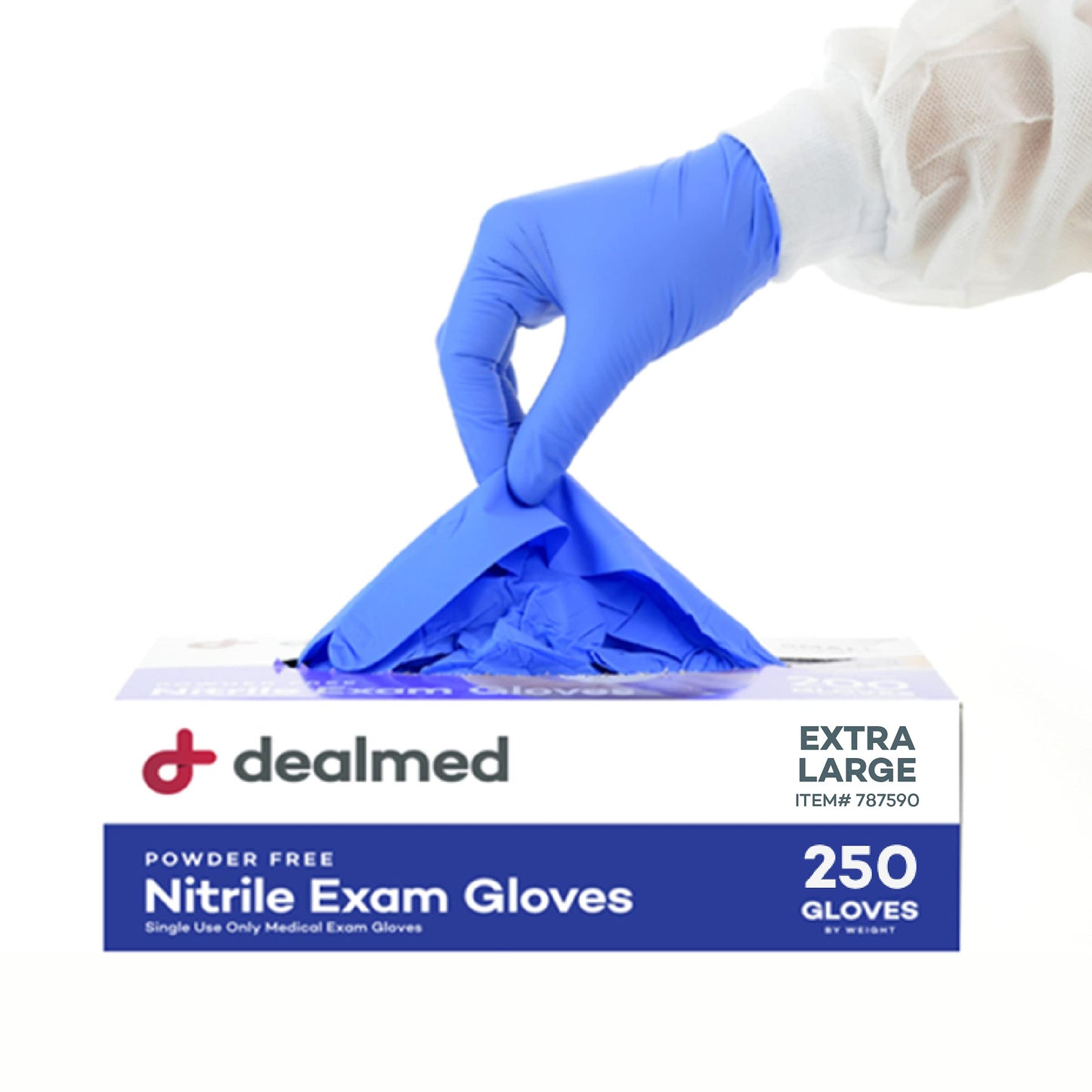 Dealmed Nitrile Medical Grade Exam Gloves, 3.0 mm, Latex Free, Disposable Gloves for Hospitals, Law Enforcement, First Response, Blue (X-Large, 250 ct.)