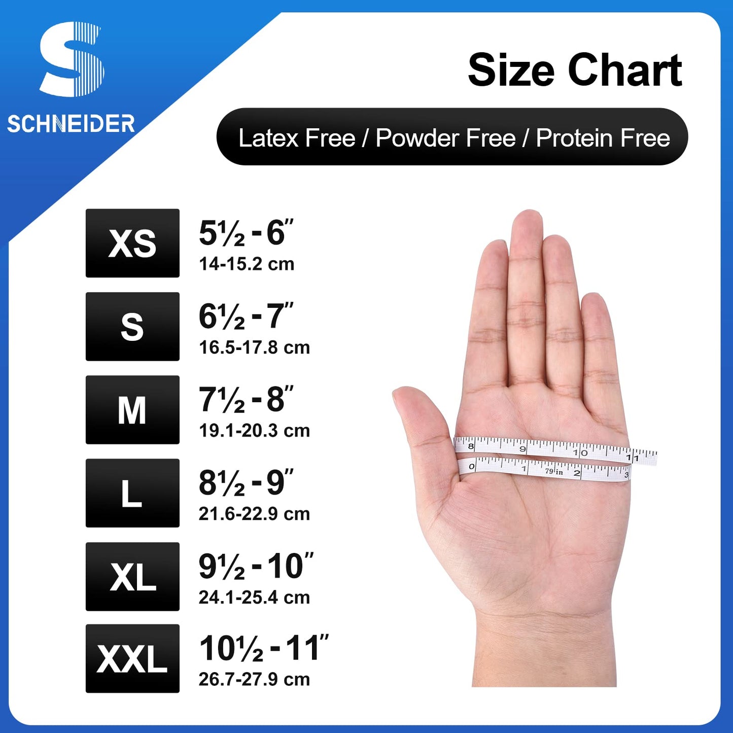 Schneider Nitrile Exam Gloves, Black, Large, 100-ct Box, 4-mil, Latex-Free, Powder-Free, Food-Safe