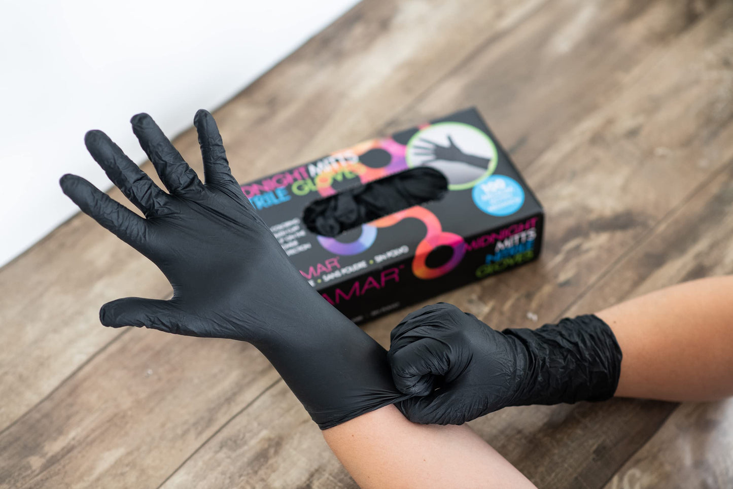 FRAMAR Powder Free Nitrile Gloves – 12 INCH Black Gloves Disposable Latex Free, Non Latex Gloves, Nitrile Gloves Medium Latex Free Gloves Medium, Guantes Desechables Medium Nitrile Gloves