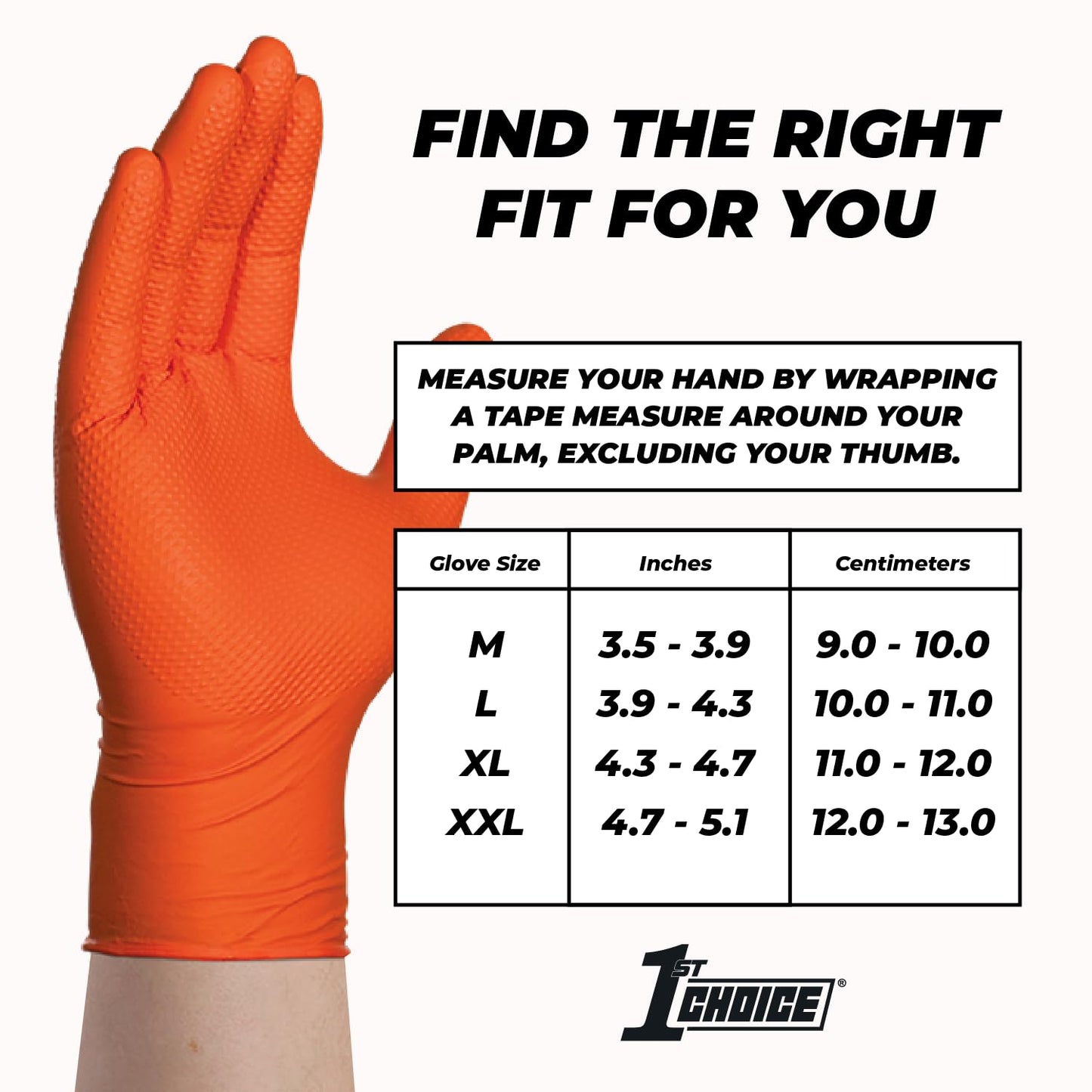 1st Choice 6 mil Mechanic Gloves, Nitrile Gloves Disposable Latex Free - Large Box of 100 Orange Nitrile Disposable Gloves