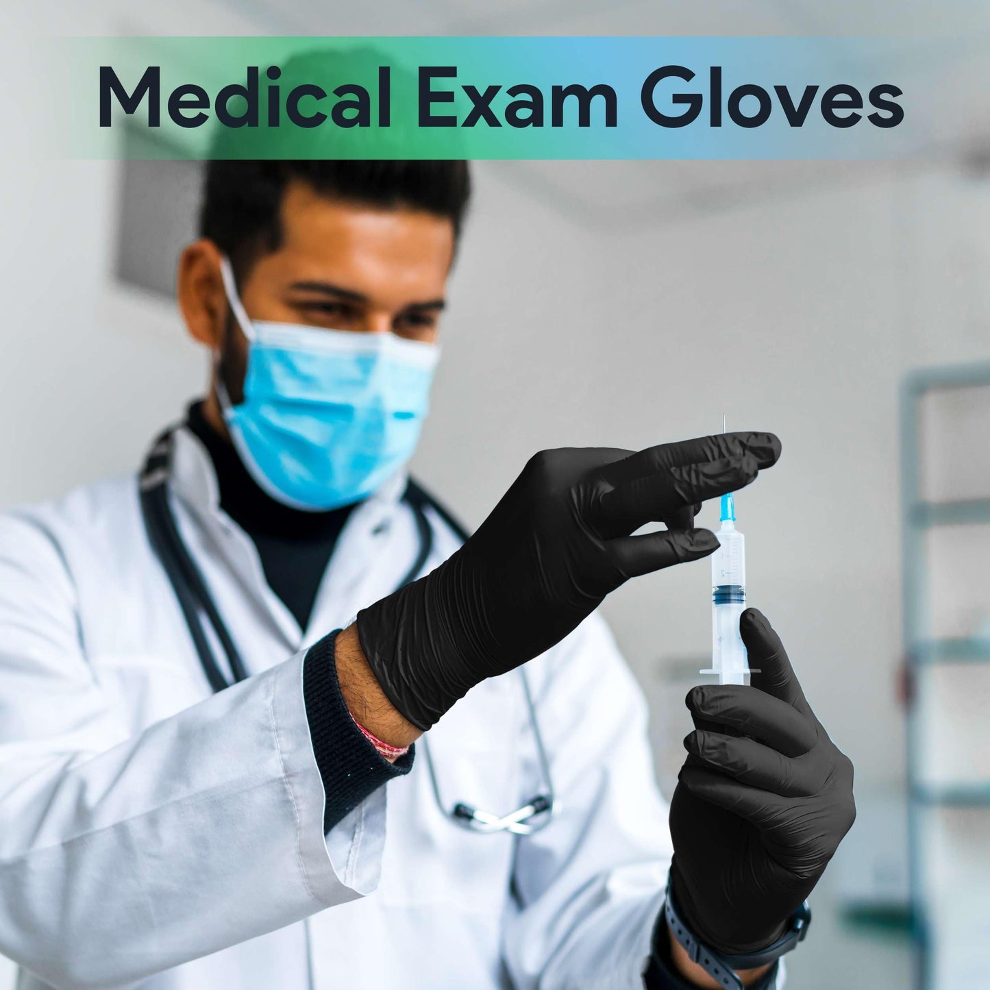 Medical Exam Black Nitrile Gloves Medium 1000 Count - 3 Mil Powder and Latex Free Disposable Gloves - Case of 10 Boxes of 100 Medical Gloves