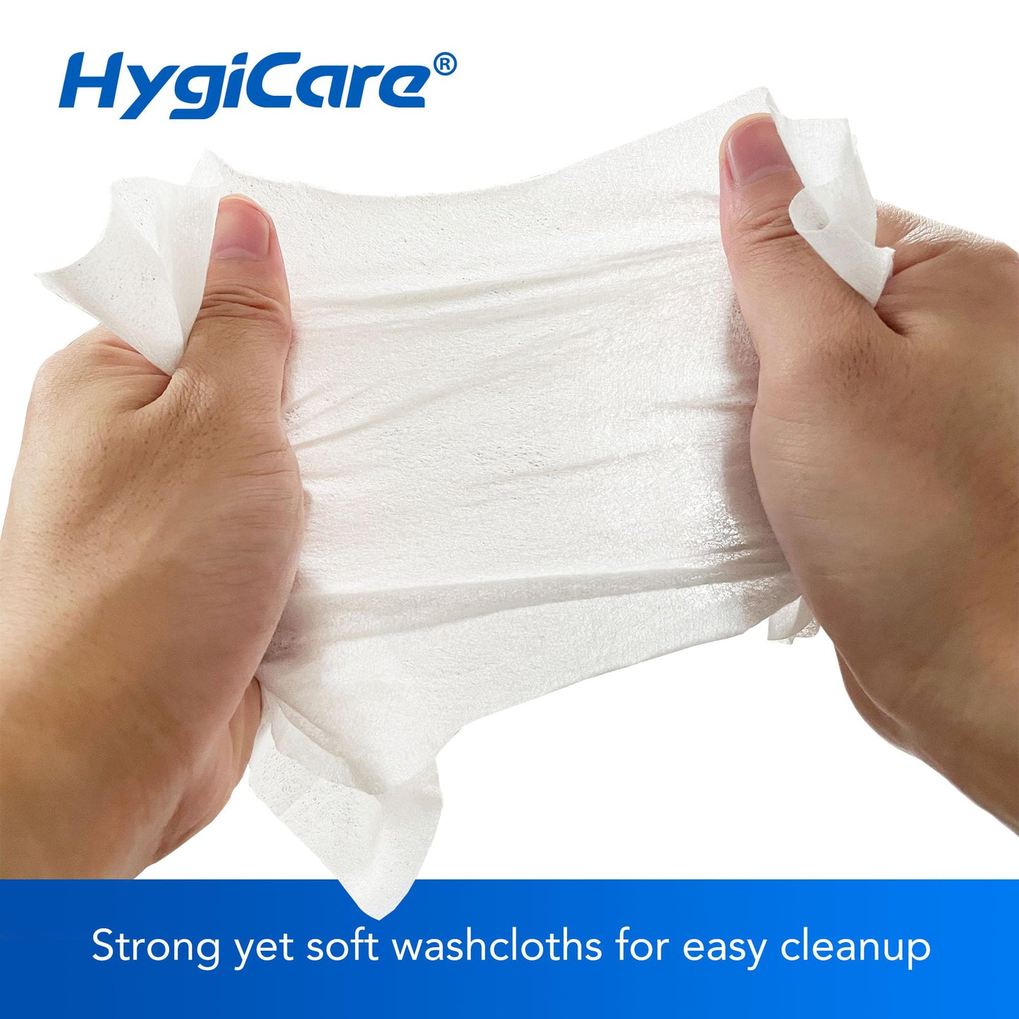 HygiCare Adult Washcloths Body Wipes 250 Count Fresh Scent 12"x8" Strong Perfect for Incontinence Cleansing, Clinic, Nursing Home, Hospital, Camping, Gym, Travel, After-work Clean Up