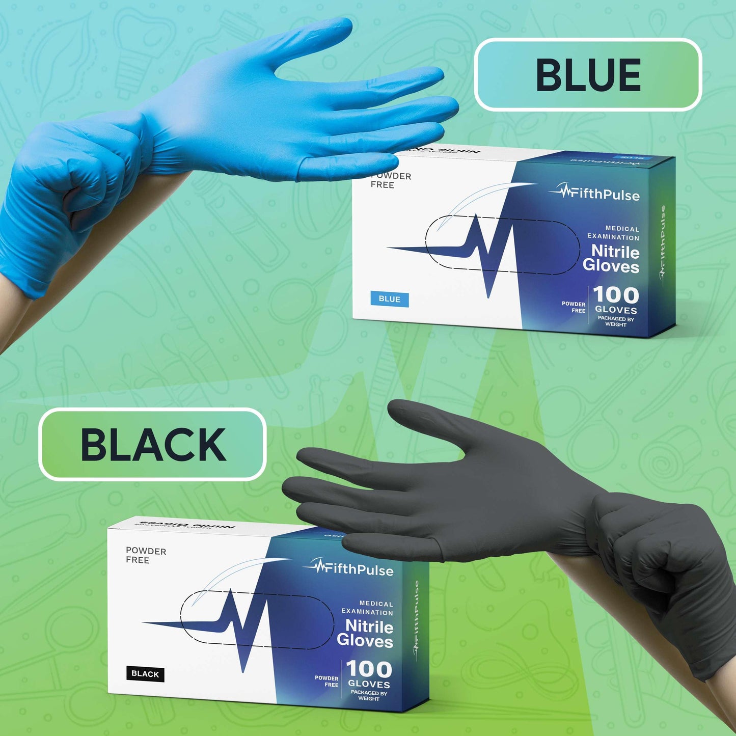 Medical Exam Blue Nitrile Gloves Medium 1000 Count - 3 Mil Powder and Latex Free Disposable Gloves - Case of 10 Boxes of 100