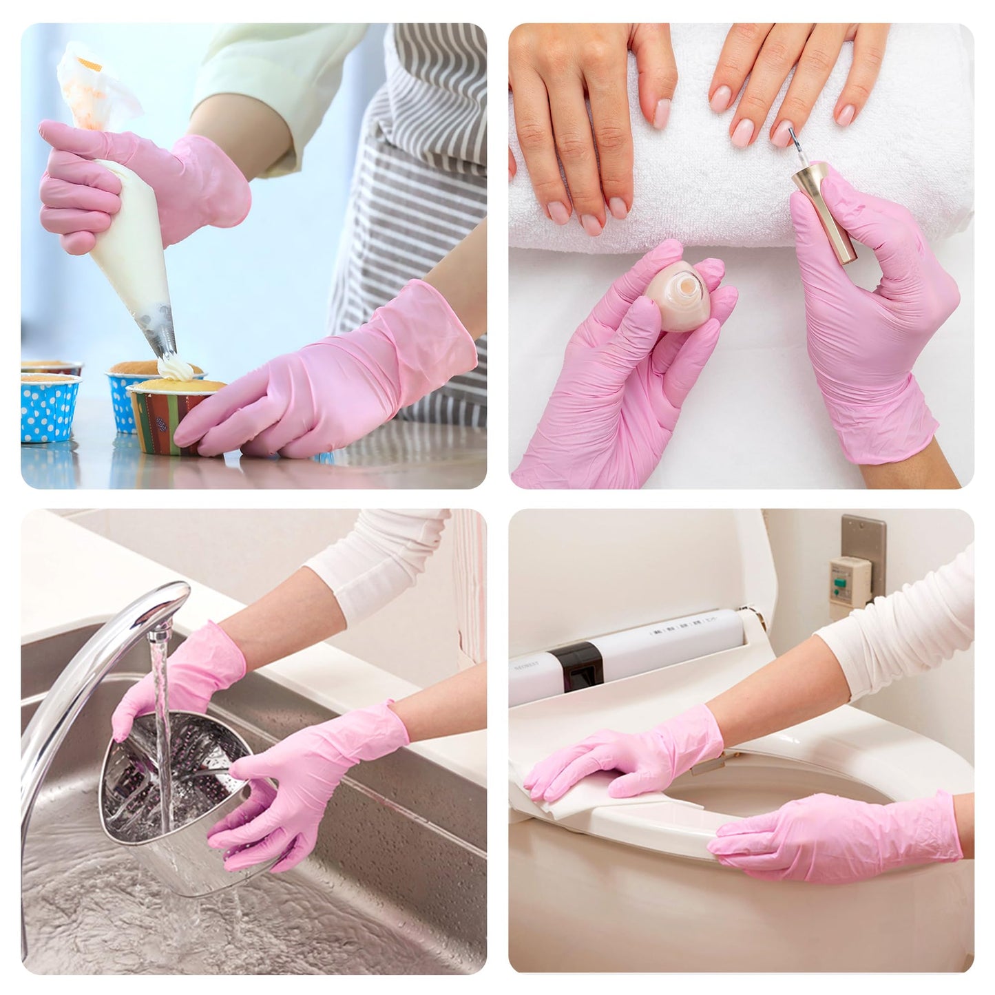 SwiftGrip Pink Disposable Gloves, 3-mil, Medical exam Gloves Disposable Latex Free, Gloves for Cleaning & Esthetician, Pink Rubber Gloves, Pink Cleaning Gloves, Powder-Free, 100-ct Box (Small)