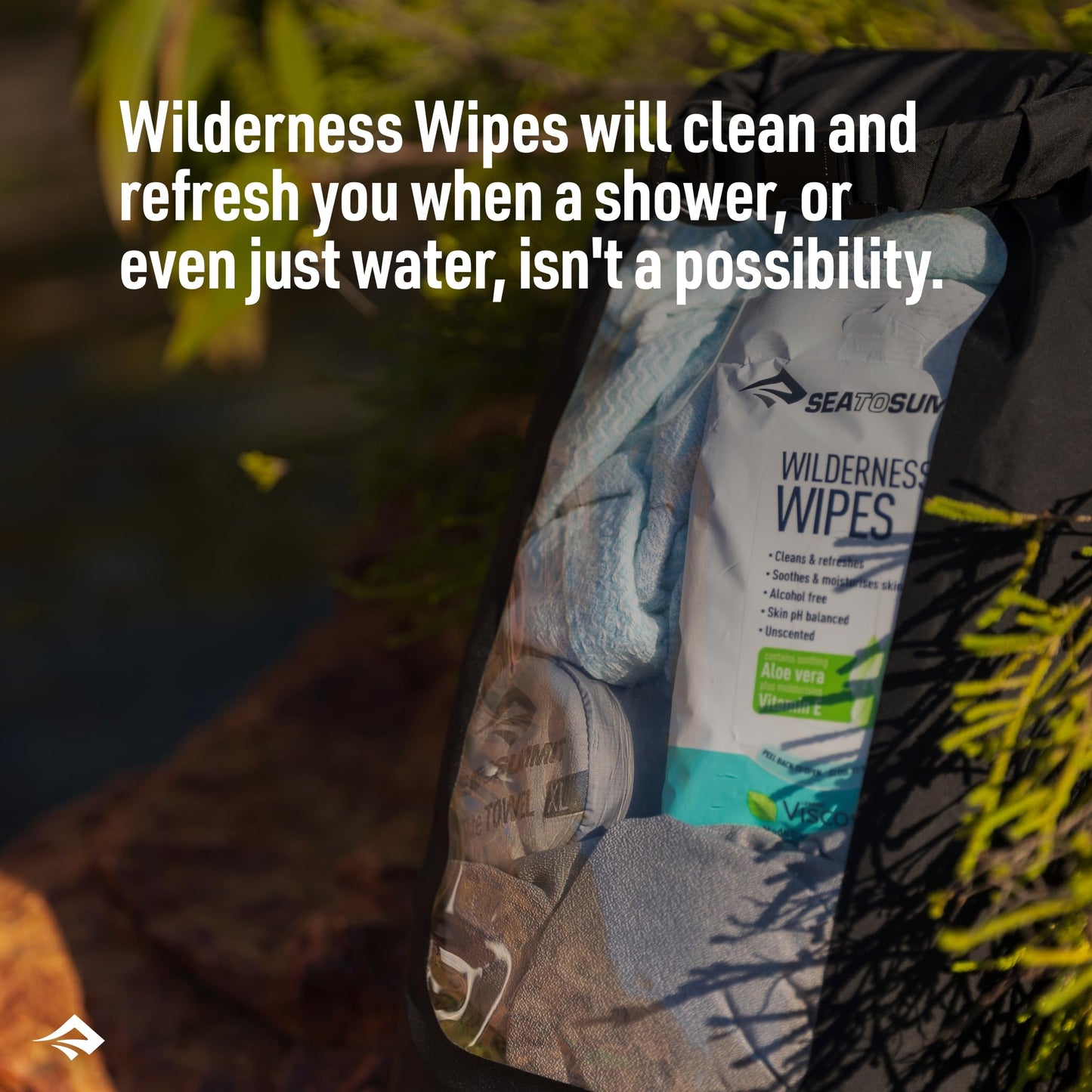 Sea to Summit Wilderness Wipes Rinse-Free Body Wipes, 2-Pack (12 Wipes per Pack)