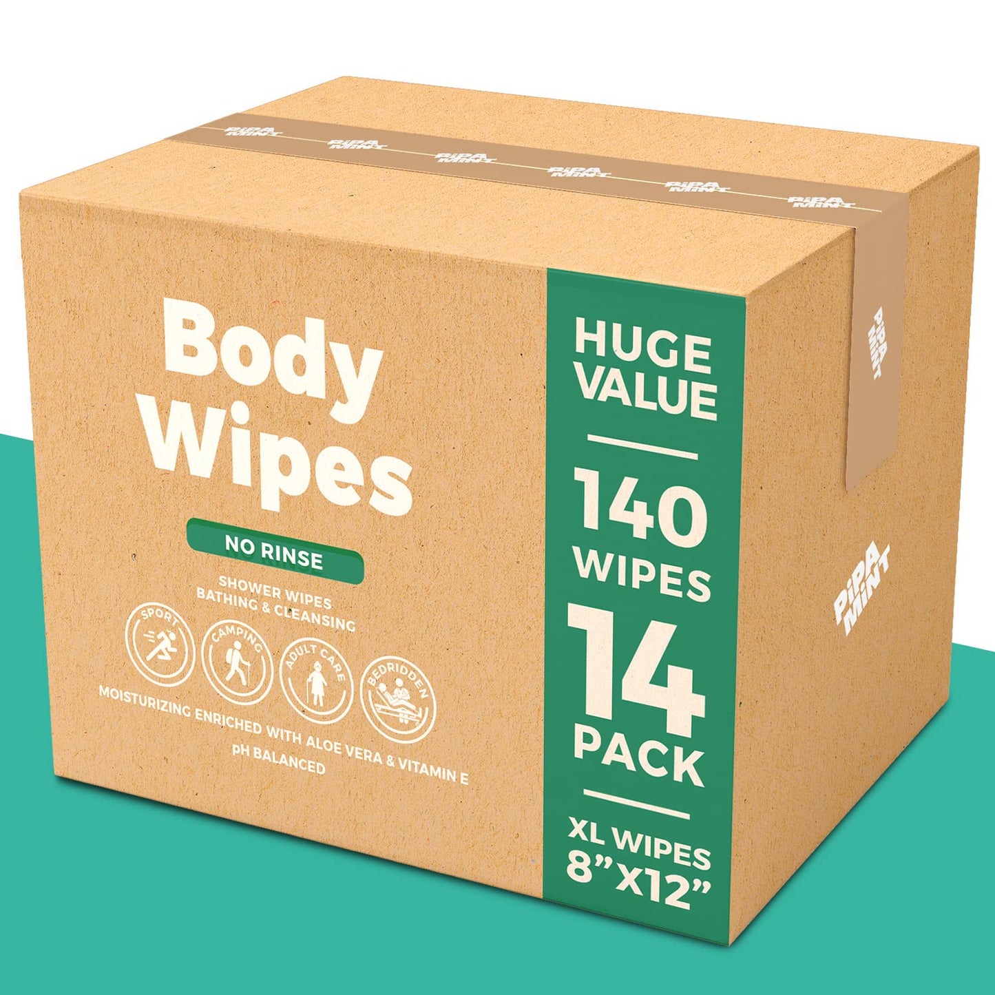 Body Wipes - (14 Pack) - 140 XL Bath Wipes for Adults No Rinse, Adult Wipes for Elderly - Body & Face Gentle Skin Cleansing, Shower Wipes Bathing for Travel, Elderly, Car, Gym, Camping (8x12 Inch)