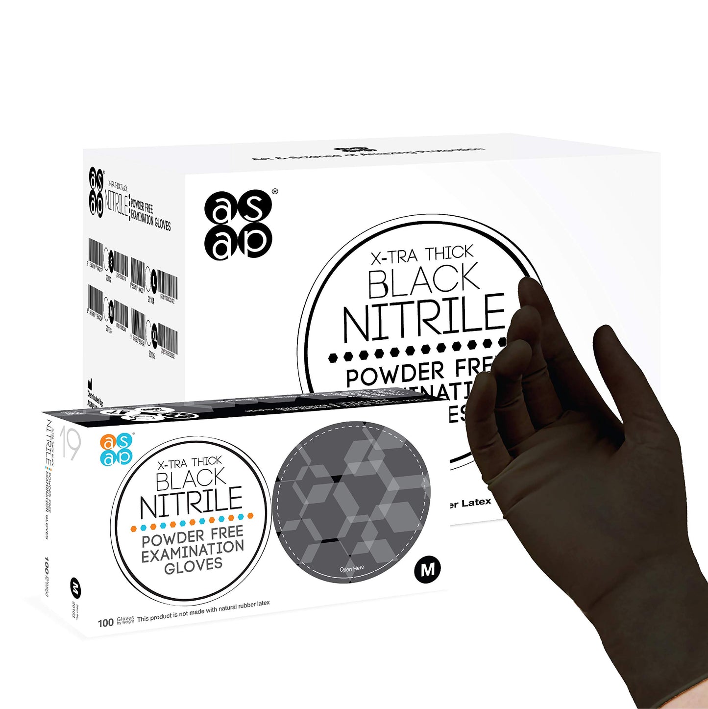 ASAP Black Nitrile Gloves Large - 4 Mil Black Exam Gloves, Black Latex Free Gloves, Powder Free Gloves - Medical, Food Safe, Disposable Black Gloves - Large Black Nitrile Gloves - Pack of 100