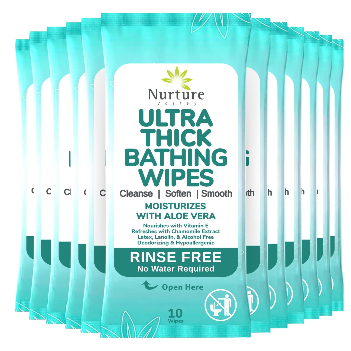 Nurture XL Ultra Thick Body Wipes for Adults w/Aloe | 120 Extra Large Disposable Cloth Wet Cleansing No Rinse Bathing Washcloths, Waterless Shower | Bath Wipe for Women, Men & Elderly