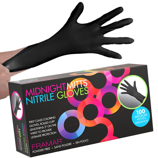 FRAMAR Powder Free Nitrile Gloves – 12 INCH Black Gloves Disposable Latex Free, Non Latex Gloves, Nitrile Gloves Medium Latex Free Gloves Medium, Guantes Desechables Medium Nitrile Gloves