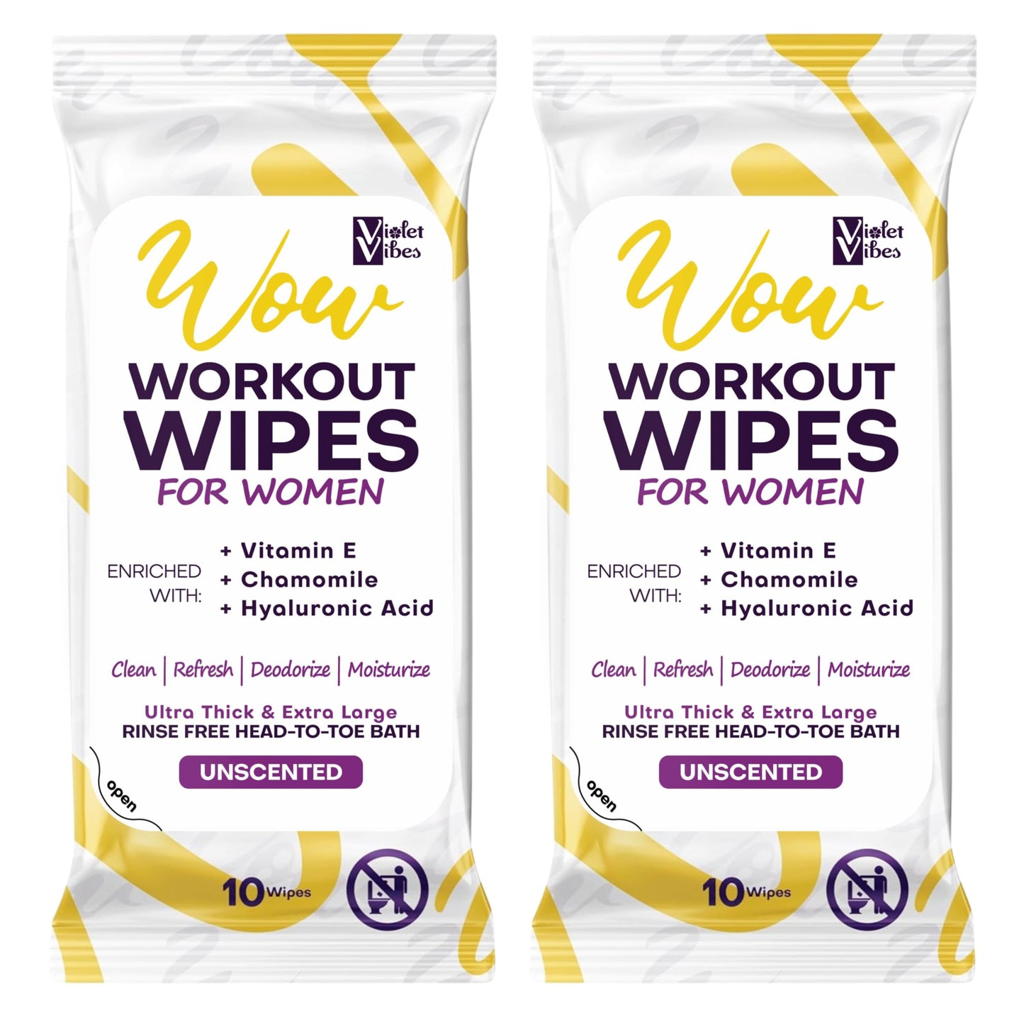 20 XL Post Workout Wipes for Adult Women w/Aloe & Hylauronic Acid by Violet Vibes | Soothing No Rinse Full Body & Face Bathing | Moisturizing Shower Wipe for Adults | Gym, Camping, Work | Unscented