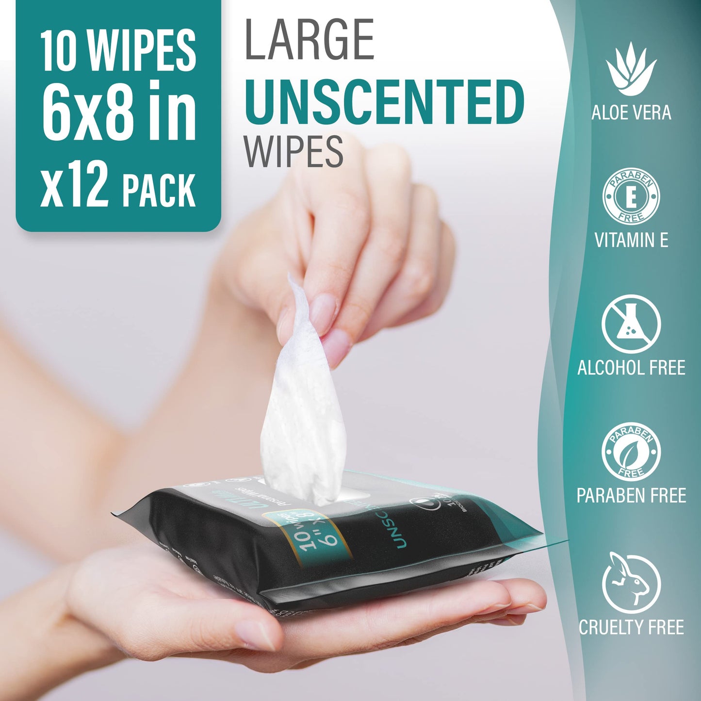 Ultimate Shower Travel Body and Face Wipes 120 Wipes 6''x8'', Biodegradable Personal Hygiene Body Cleansing Wipes for Men for After Gym Travel Camping Adult Bathing Wipes,Unscented