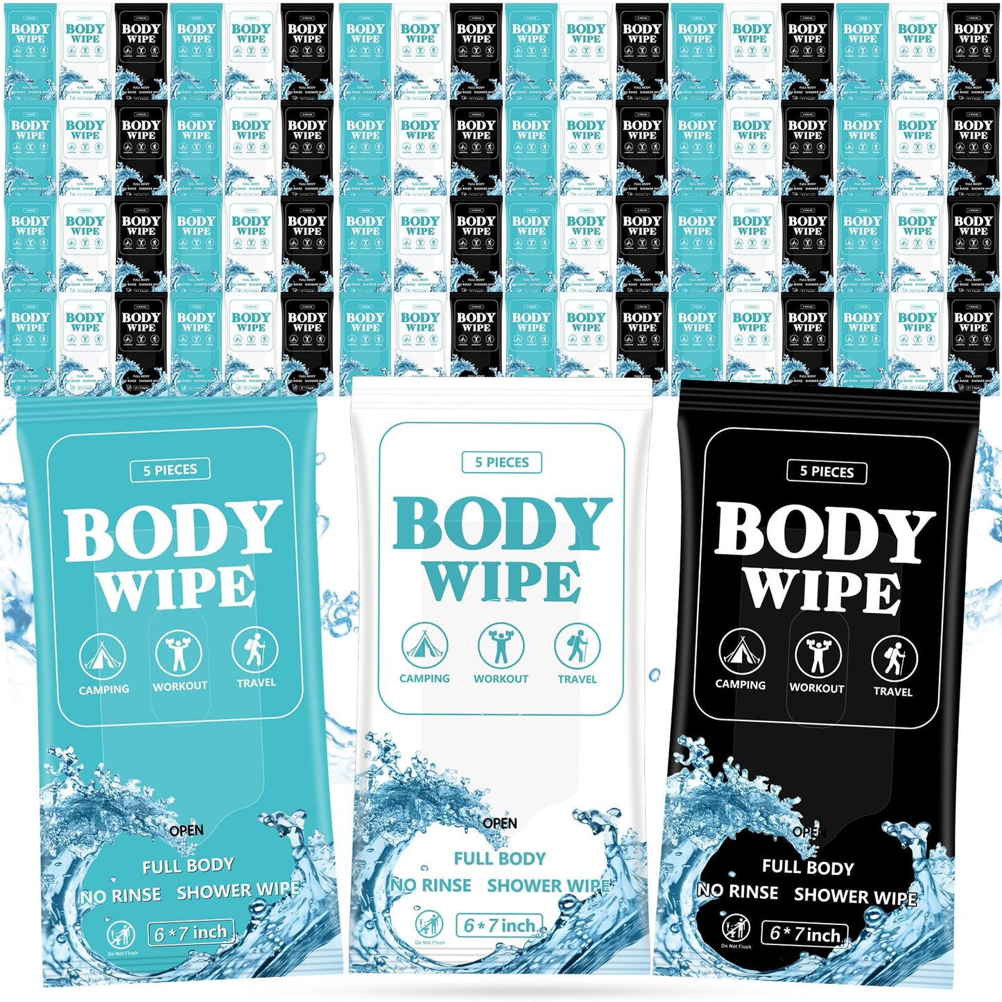 Dimsile 360 Pcs 72 Pack Body Wipes for Adults Bathing Wipes No Rinse Shower Wipes Body Washcloth with Aloe Cleansing Body Wash Cloths Disposable Cleansing Wipes